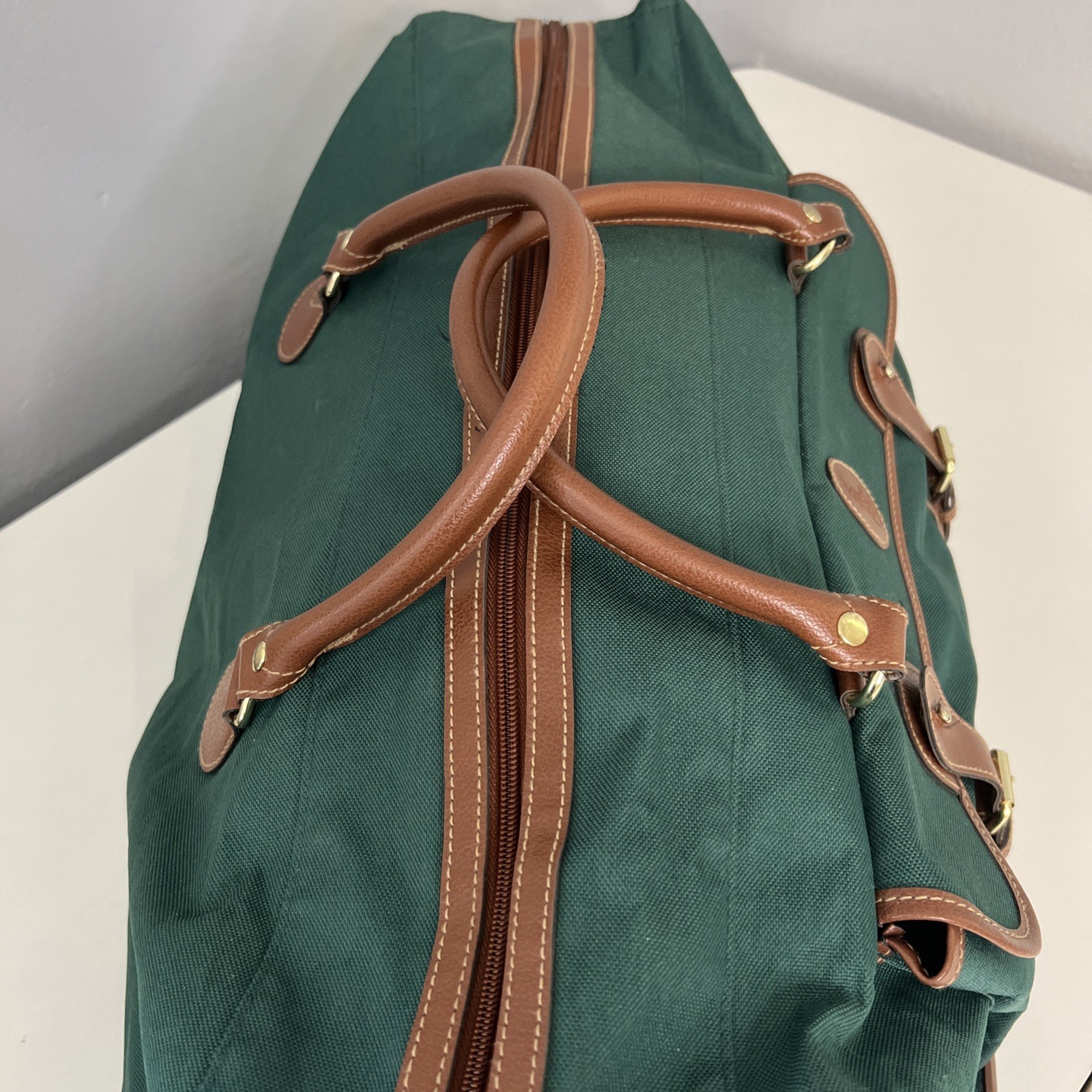 Vintage Ralph Lauren Weekender Duffle Bag 80’s-90’s Green Canvas Travel Tote