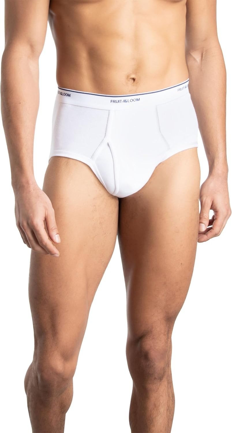 Fruit of the Loom Men’s White Briefs Underwear, 9- Pack, Size S to 2XL