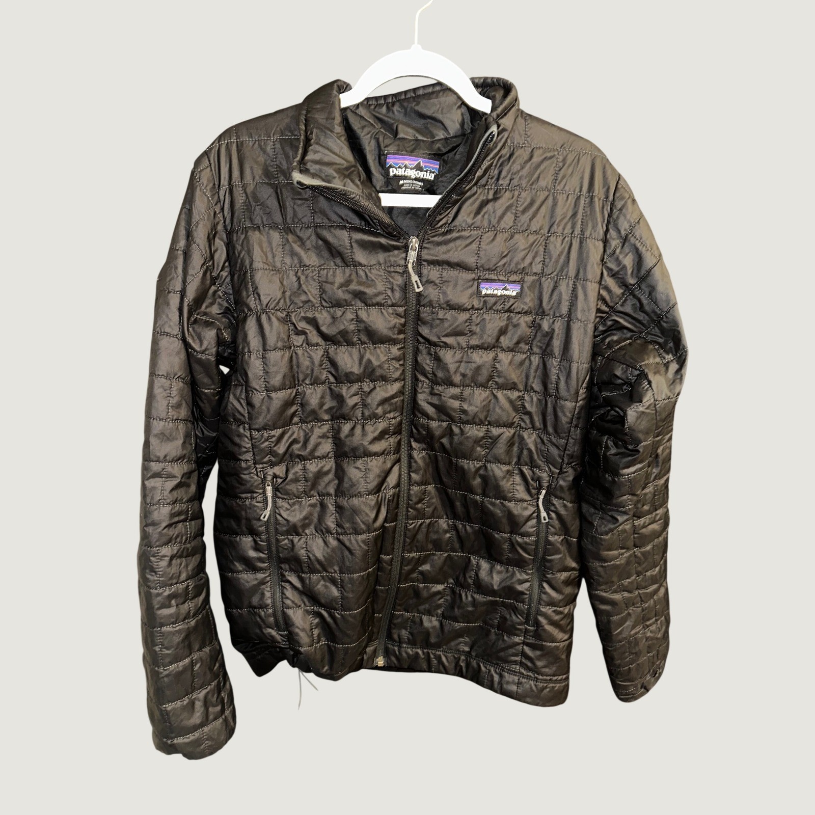 Patagonia Nano Puff Jacket Mens Medium Black Insulated Quilted Puffer flaw