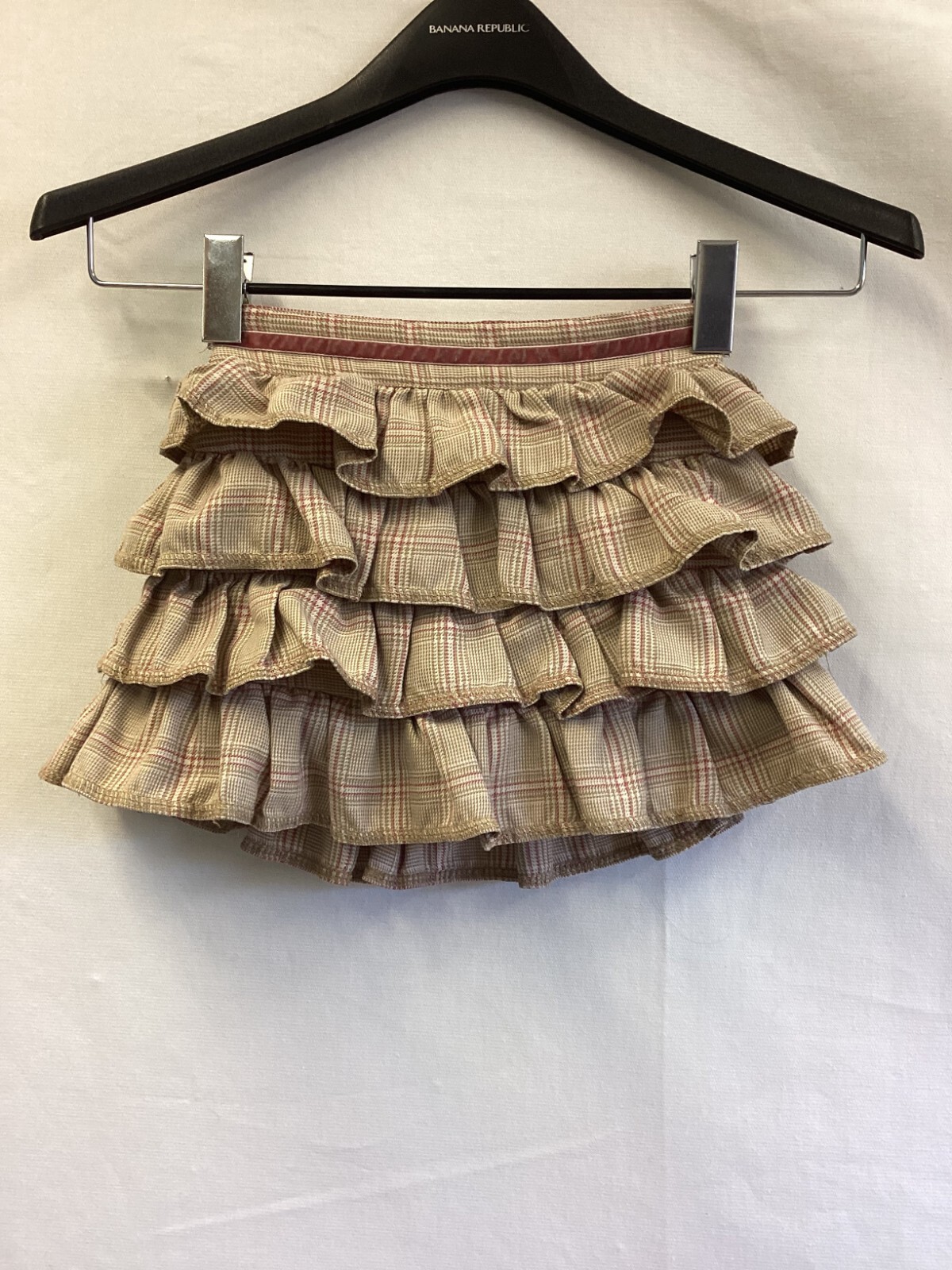 George Brown Pink Plaid Multi Ruffle Pull On Skirt girls sz 4