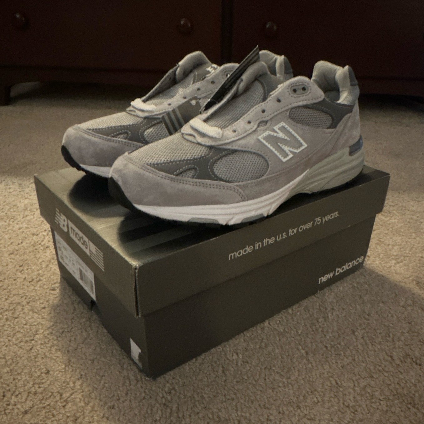 New Balance 993 MR993GL Gray Suede Made in USA Low Top Sneaker Men’s 4E