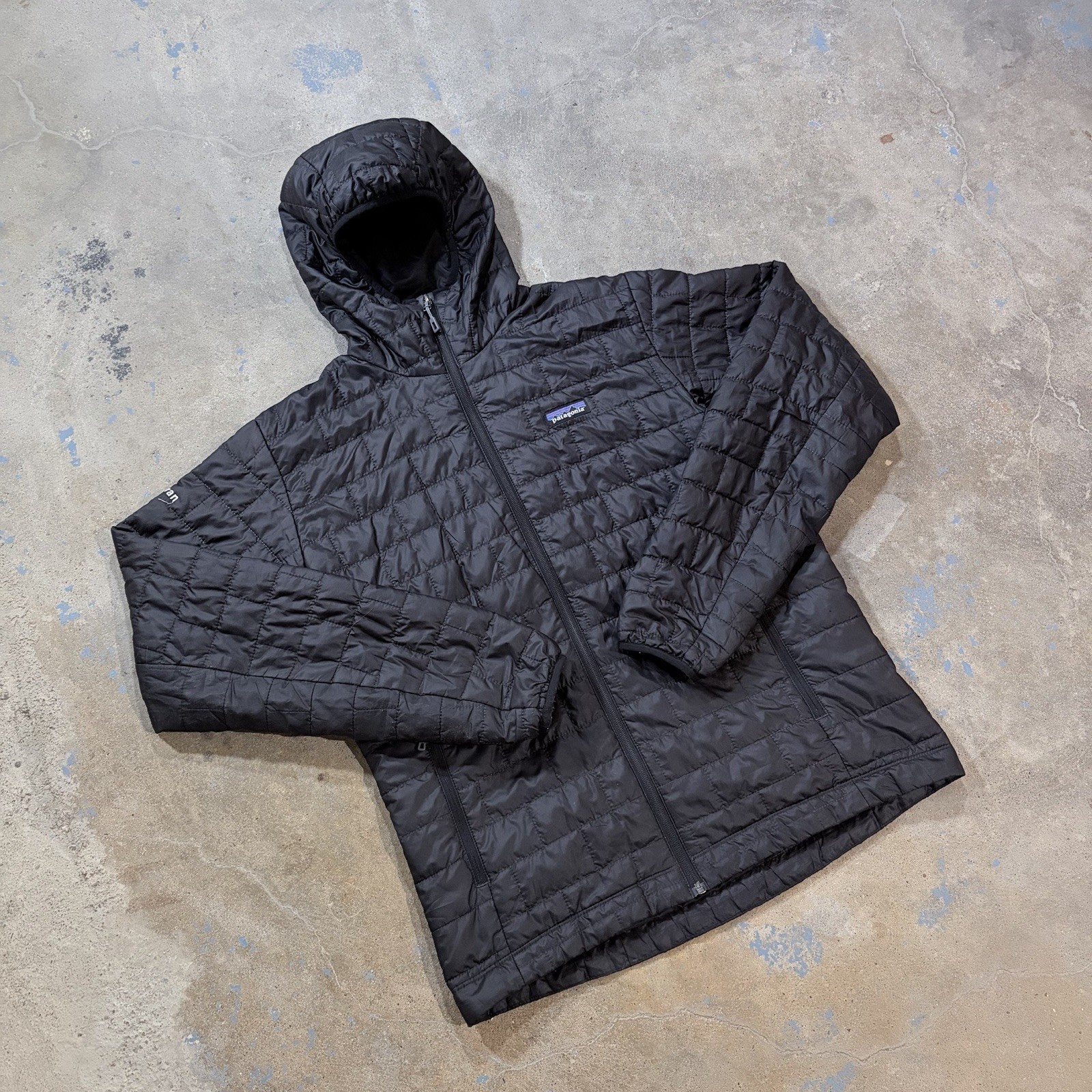 Patagonia Nano Puff Hoody Jacket Men M Black Insulated Hooded Company Logo