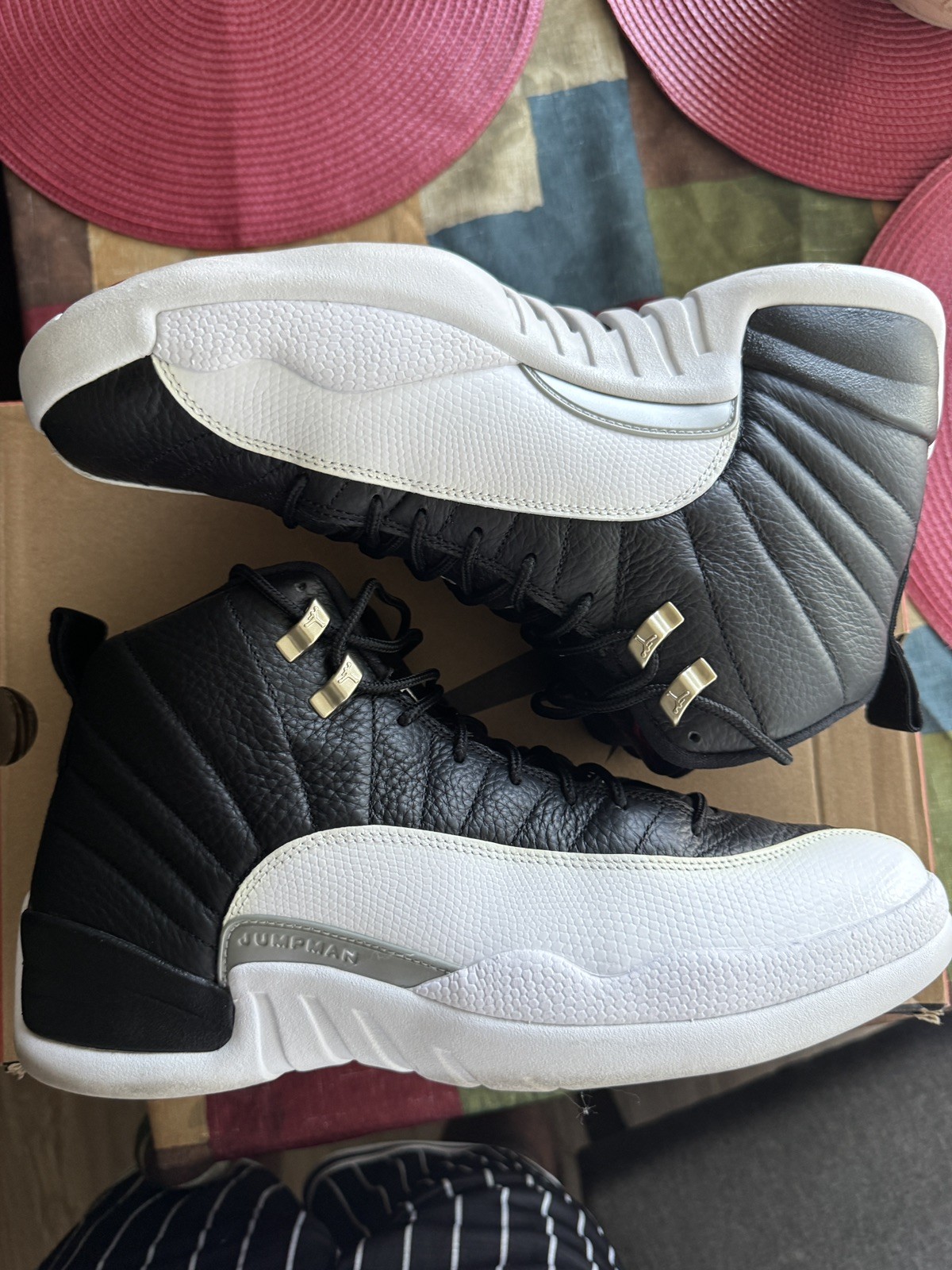 NIKE AIR JORDAN 12 Retro Playoff Sneakers CT8013 Black Varsity Red White Sz 12