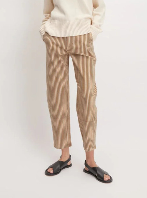 Everlane The Utility Barrel Pant Size 10 Tan White Stripe