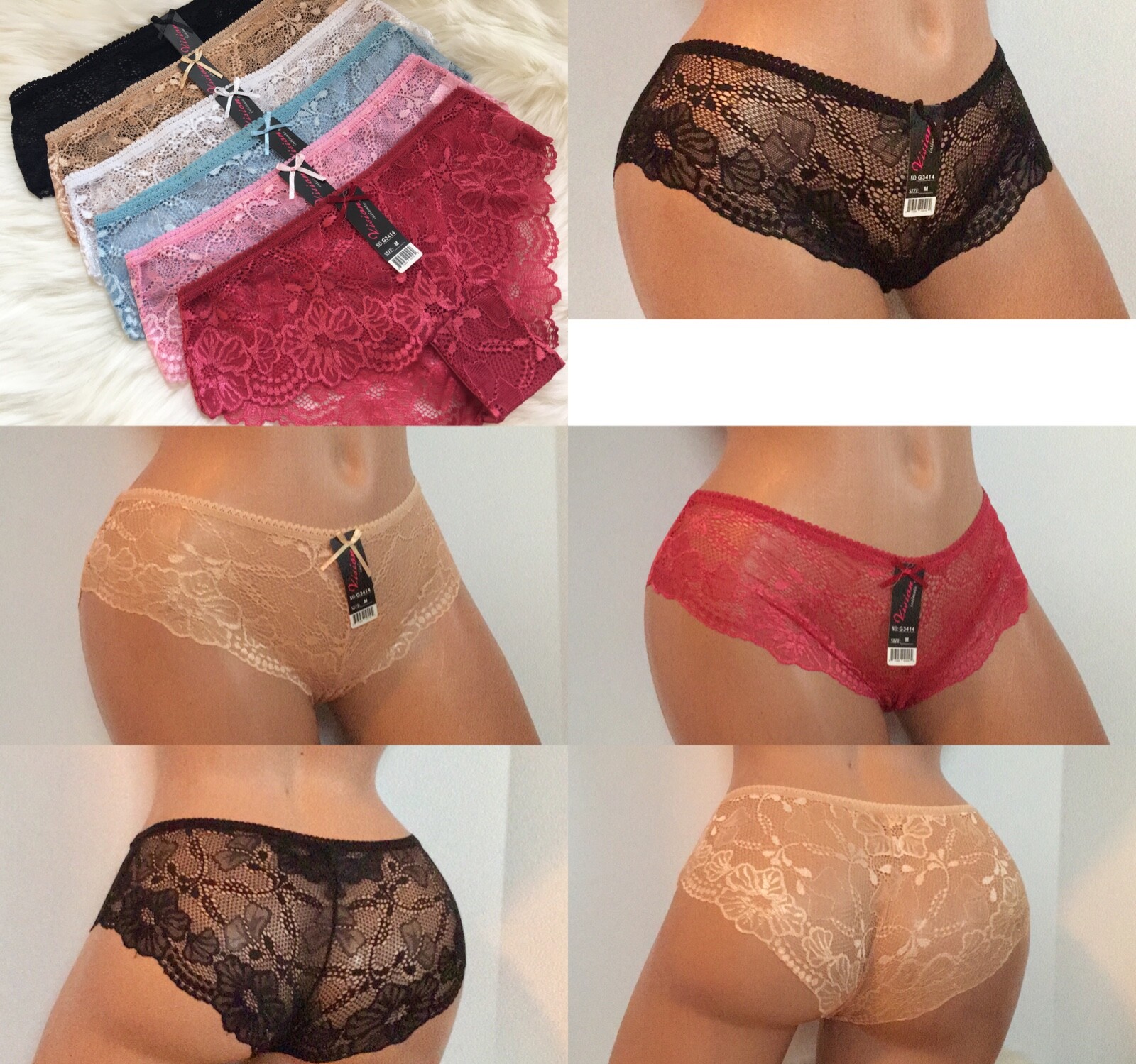 Lace Bikini Cheeky Lowrise Hi-Cut Women’s Panties Undies 6-48 PACK WHOLESALE LOT