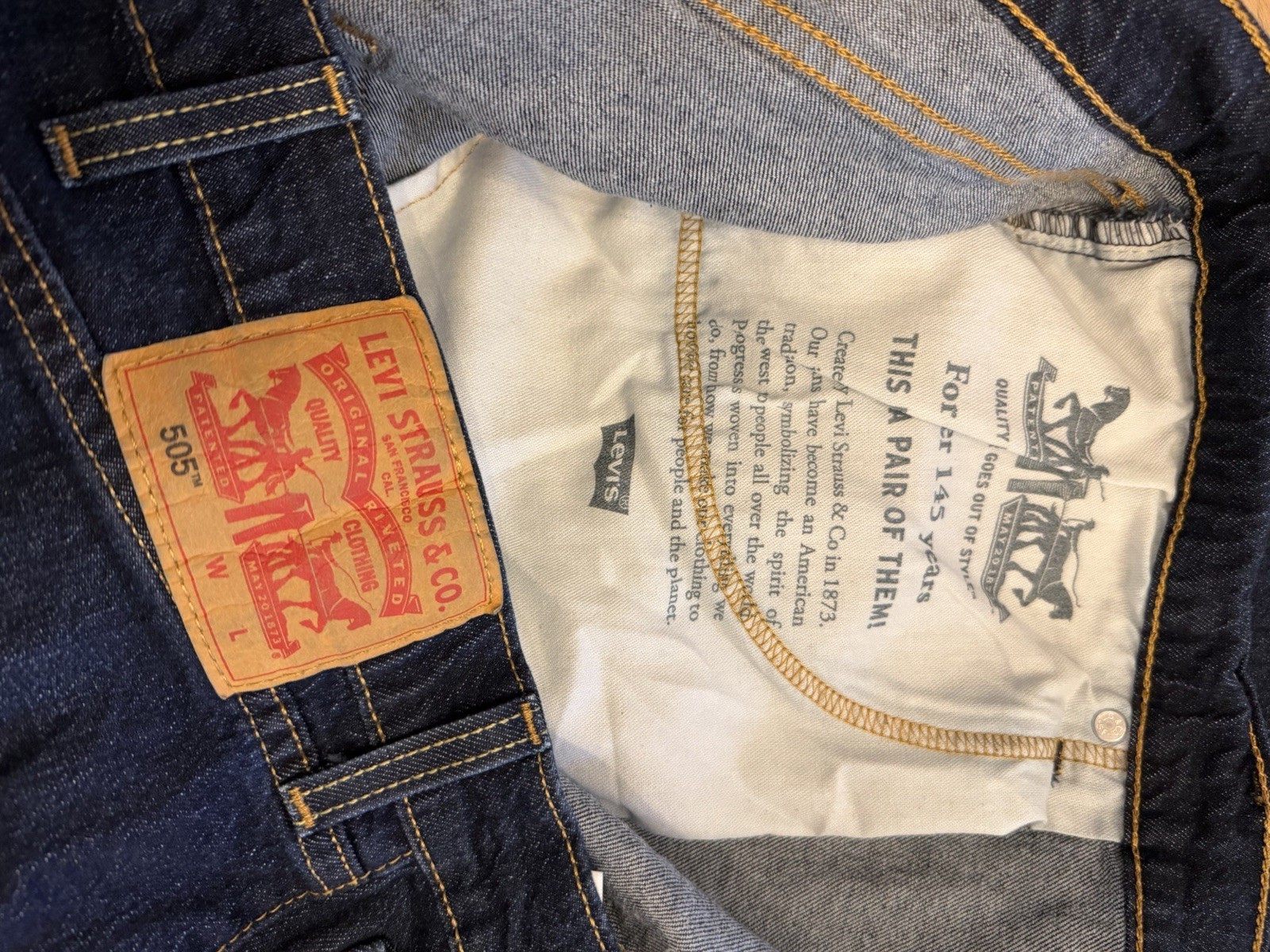 Levis 505 Jeans Mens 48×32 Dark Wash Straight Leg Big Tall Denim Clean