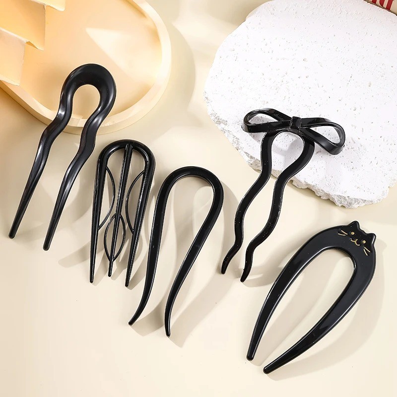 U-Shaped Hair Fork Tortoiseshell Acetate Acrylic Hairpin Fashion Hair Stick