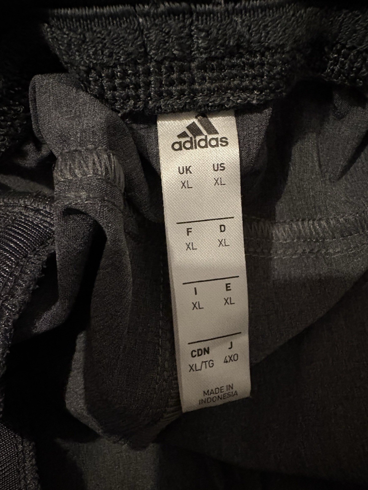 adidas Men’s Jogger Pants Gray Solid Polyester Drawstring XL 38W