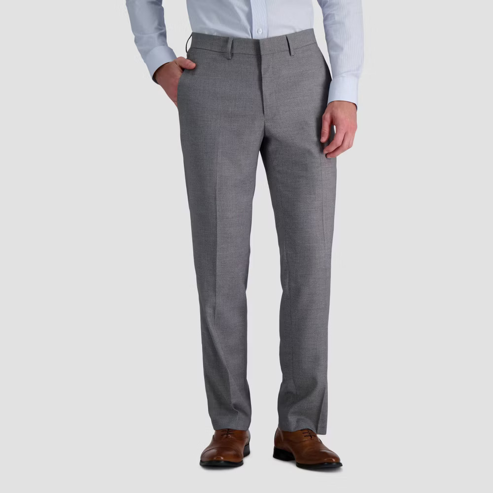 Haggar H26 Men’s Tailored Fit Stretch Suit Pants – Gray 34×30: Midweight,