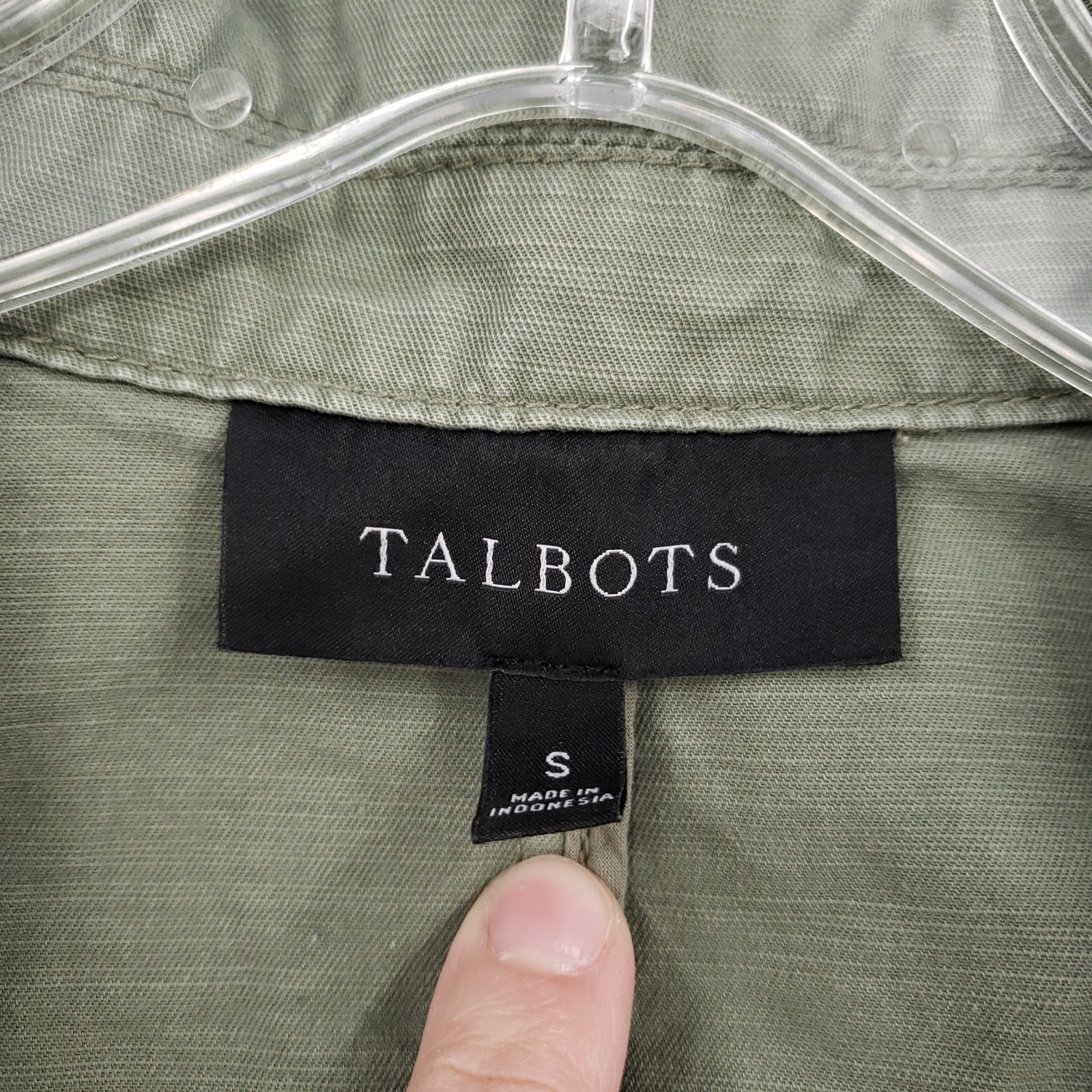 Talbots Military Utility Safari Jacket Womens Small Green Cotton Button Field