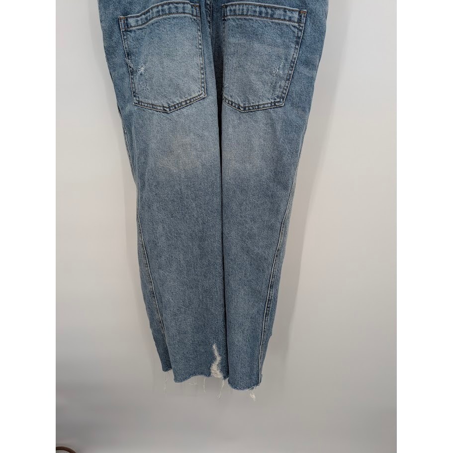 Free People We the Free Denim Overalls light blue distressed Women’s sz 27