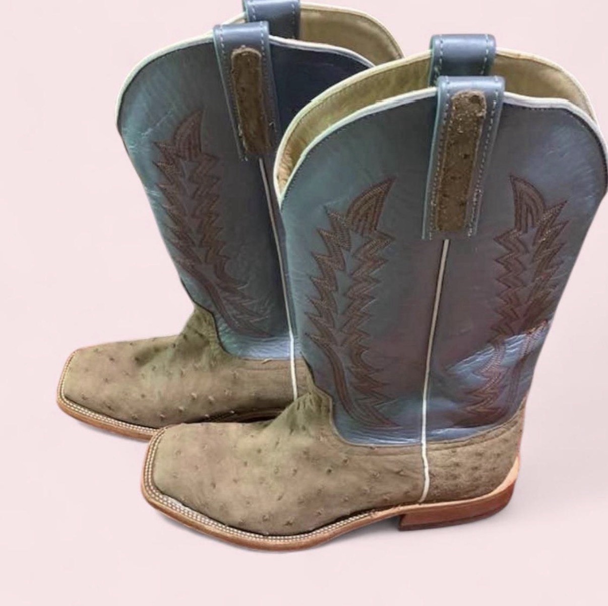Anderson Bean Brown Full Quill Ostrich Mens Size 10.5 EE Cowboy Boots