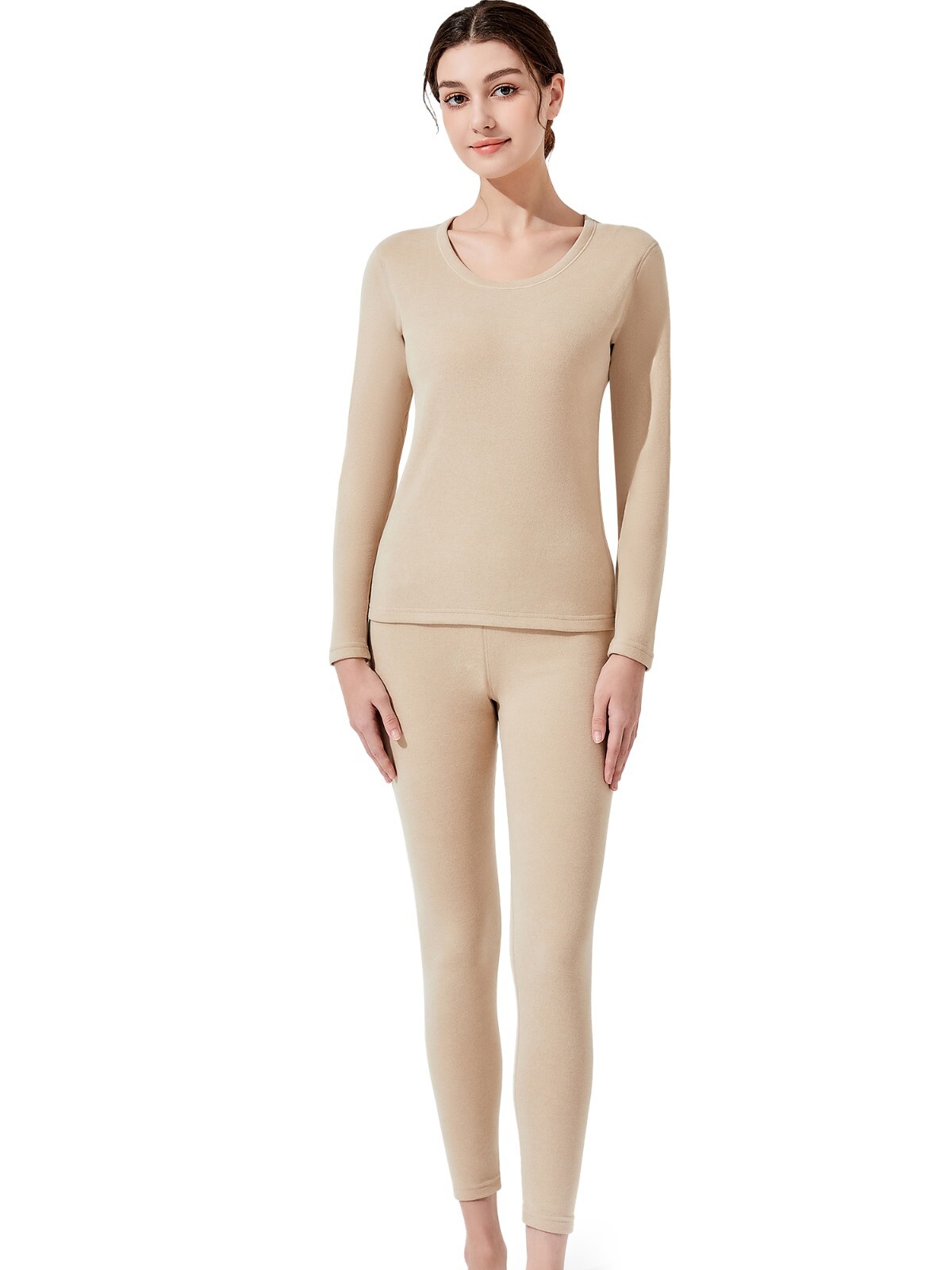 Womens Thermal Underwear Set Soft Fleece Lined Long Johns Base Layer Top& Bottom