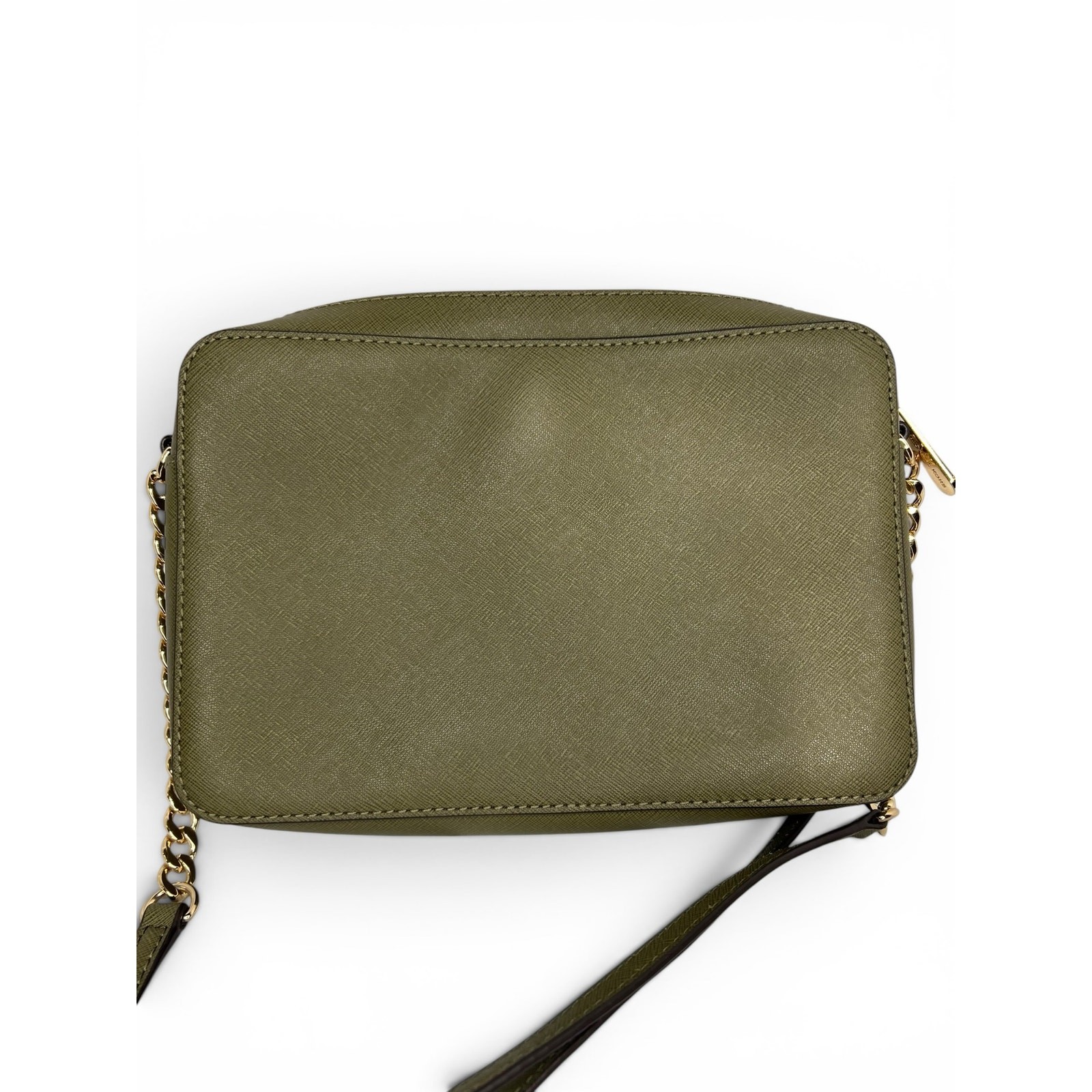 Michael Kors Jet Set Olive Saffiano Leather Dragonfly Crossbody Bag EUC