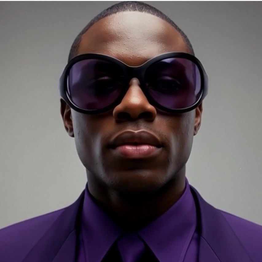 Mens Black Oversized Eye Sunglasses Purple Lens Retro Wrap Shades Futuristic