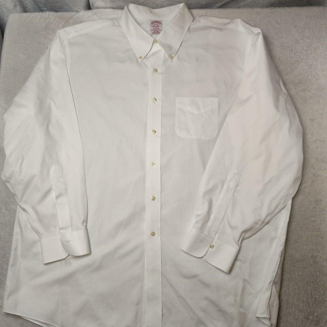 Brooks Brothers Shirt Mens 18 35 White Madison Non-Iron Supima Cotton Button
