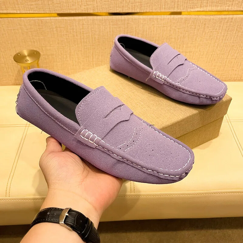 Men Casual Shoes Suede Lazy Slip-on Driving Flat Boat Shoes Loafers Moccasins