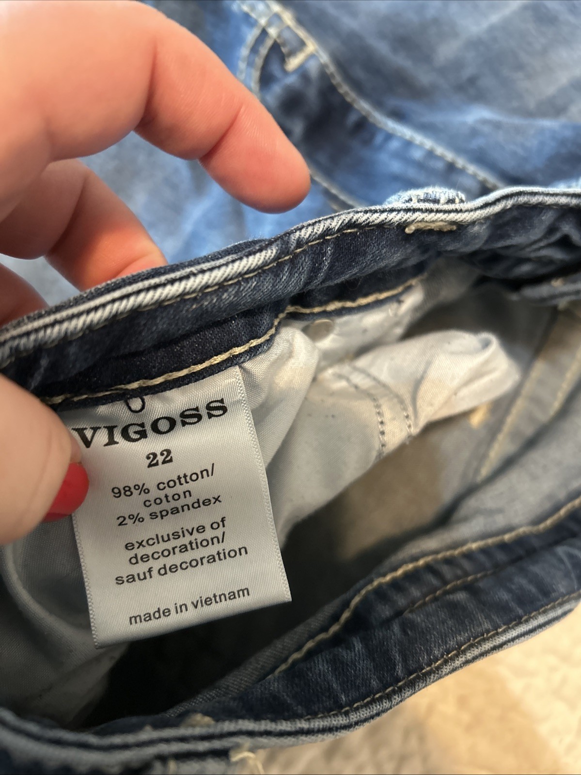 Vigoss Women’s Slim Boot Jeans Plus Size 22 Inseam Length 30”