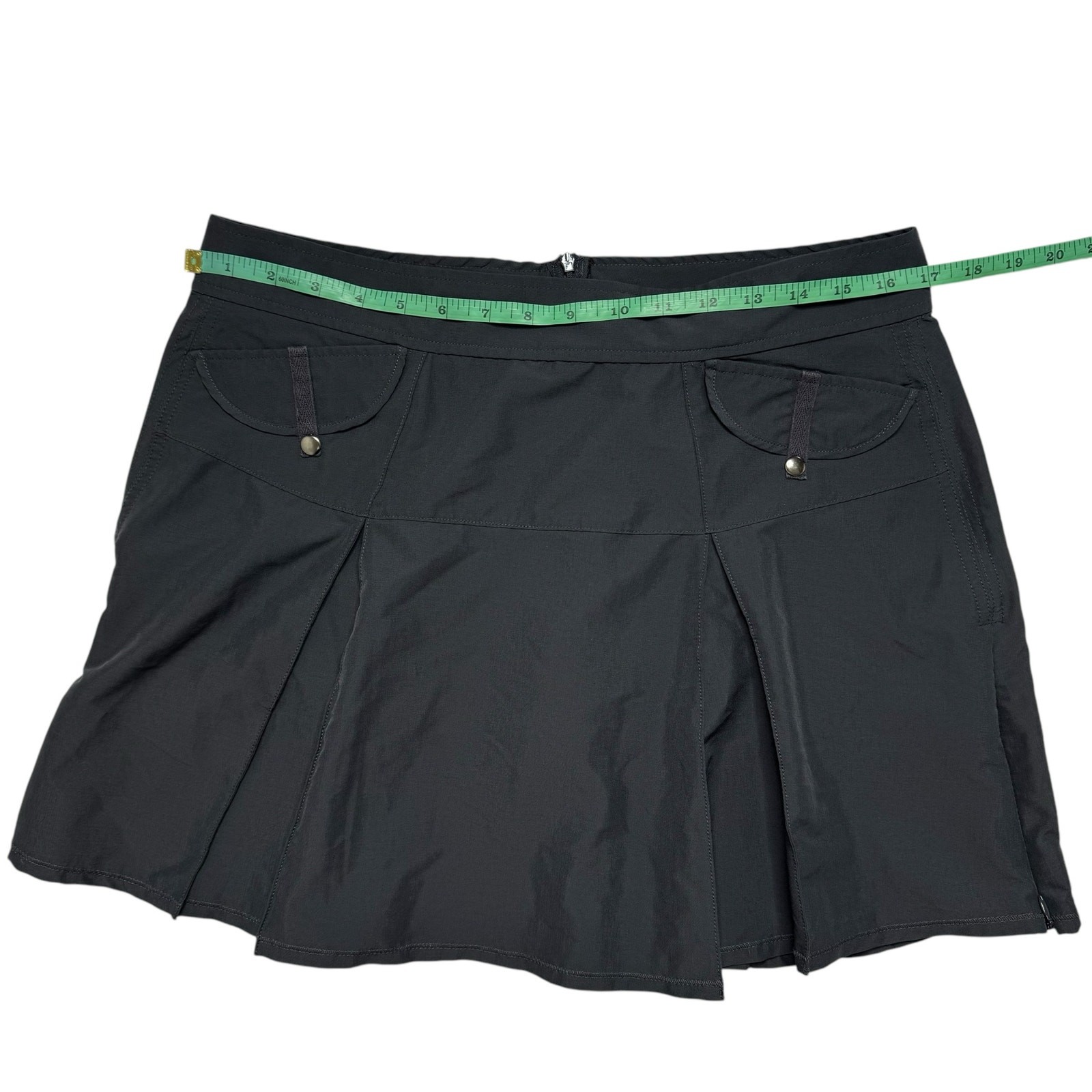 FREEDOM TRAIL Kyodan Charcoal Gray Tennis Golf Skort Size Large Zipper Pockets