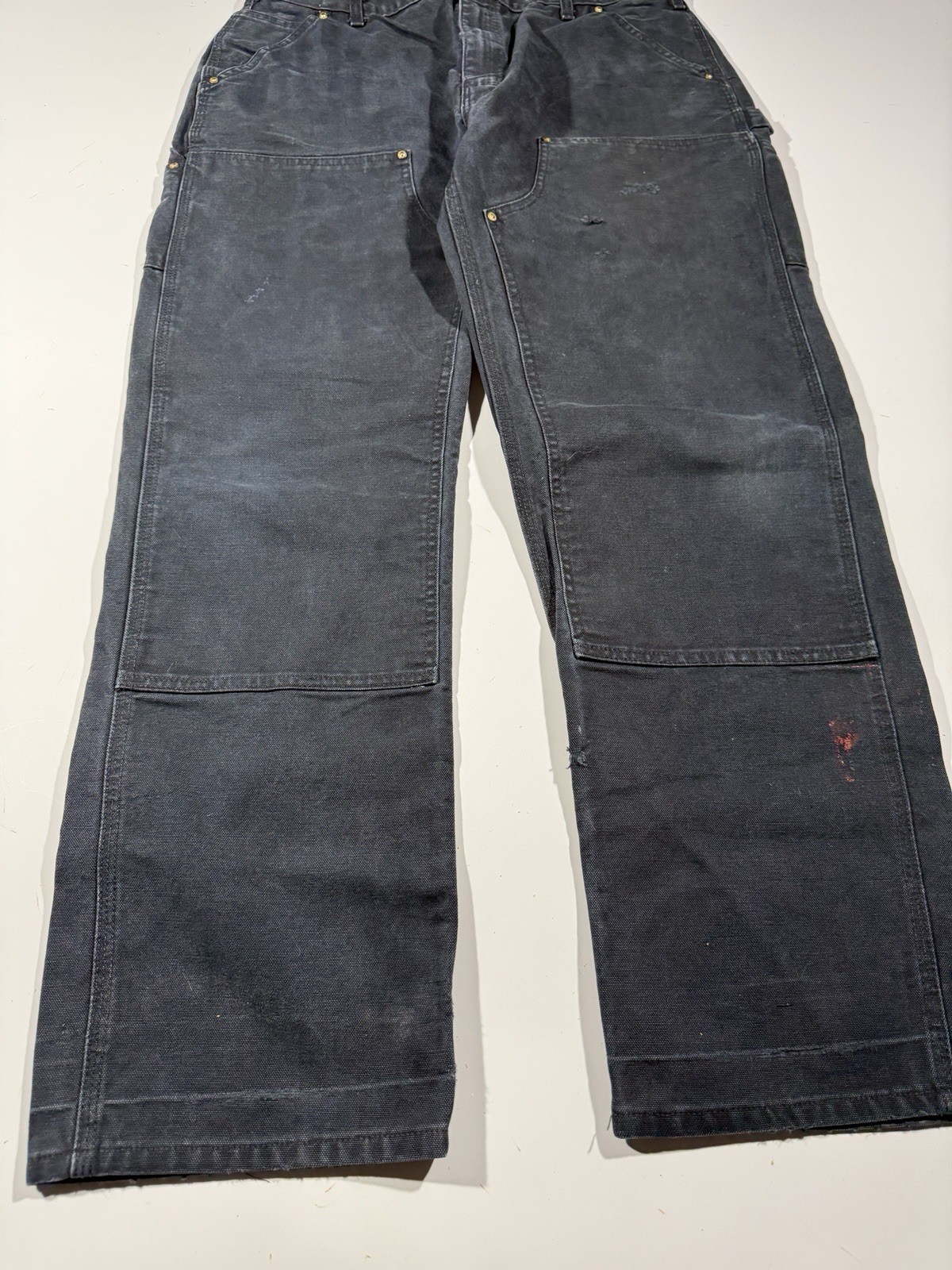 Carhartt Double Knee Pants Mens 34×31 Black Duck Canvas Workwear Utility B01 BLK