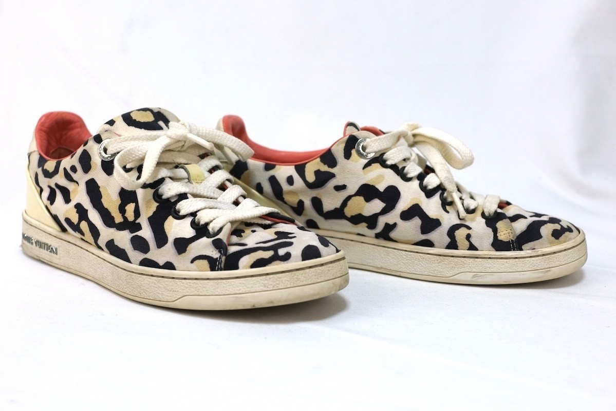 LOUIS VUITTON Frontrow Sneakers Leopard Print Womens Size 35 (Approx. 22.5cm)