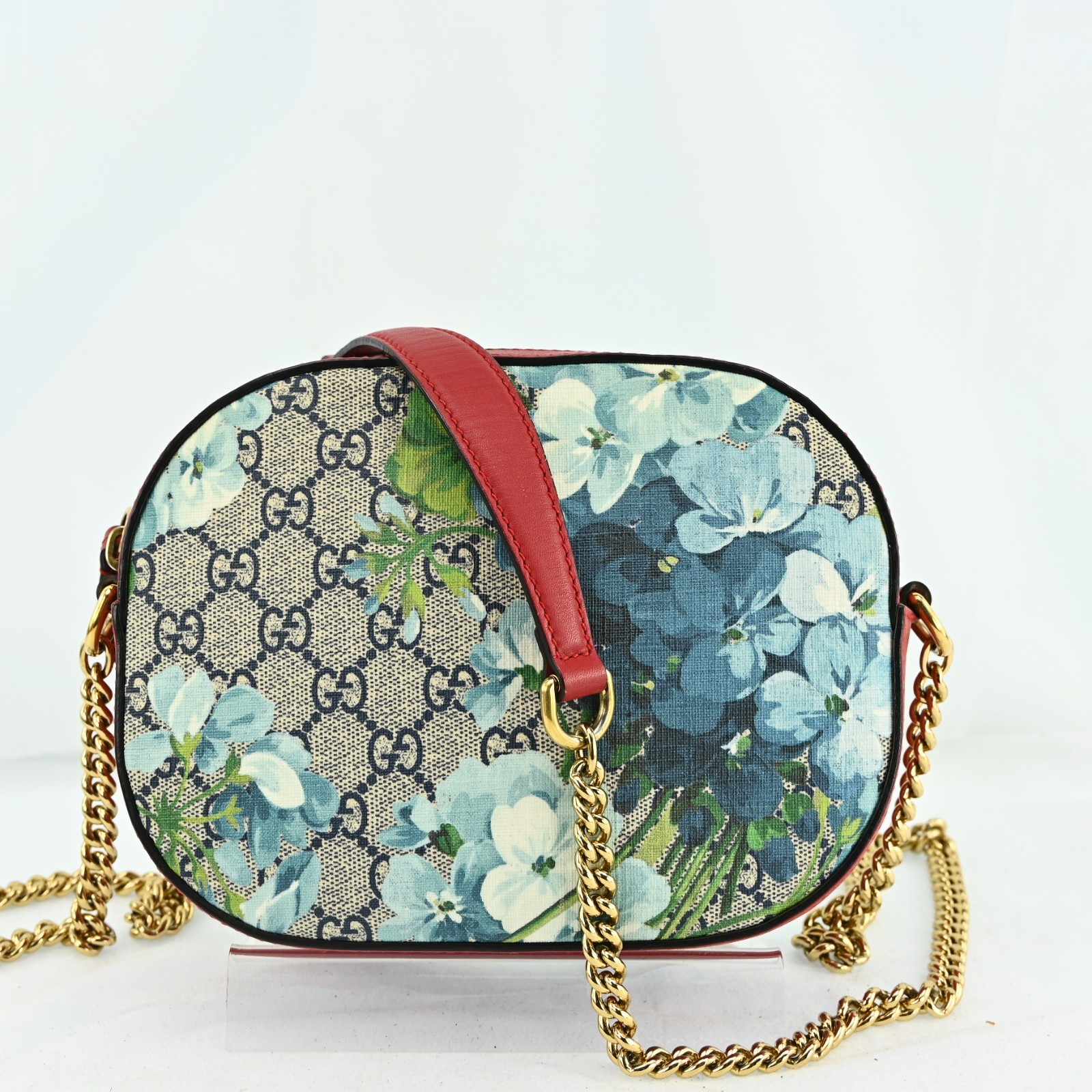 Gucci GG Blooms Supreme Chain Shoulder Bag Beige Red 546313 Crossbody C1683YA711