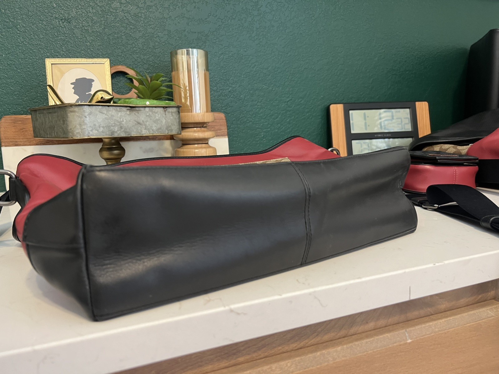 Coach Ranger Bag Red & Black Leather Jacuard Signature Coated Canvas Messenger