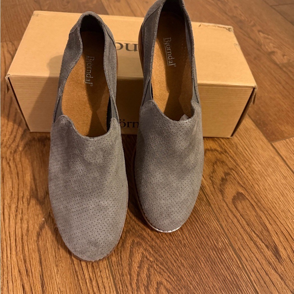Bjorndal Charcoal grey Perforated Suede leather upper Slip-On Loafer