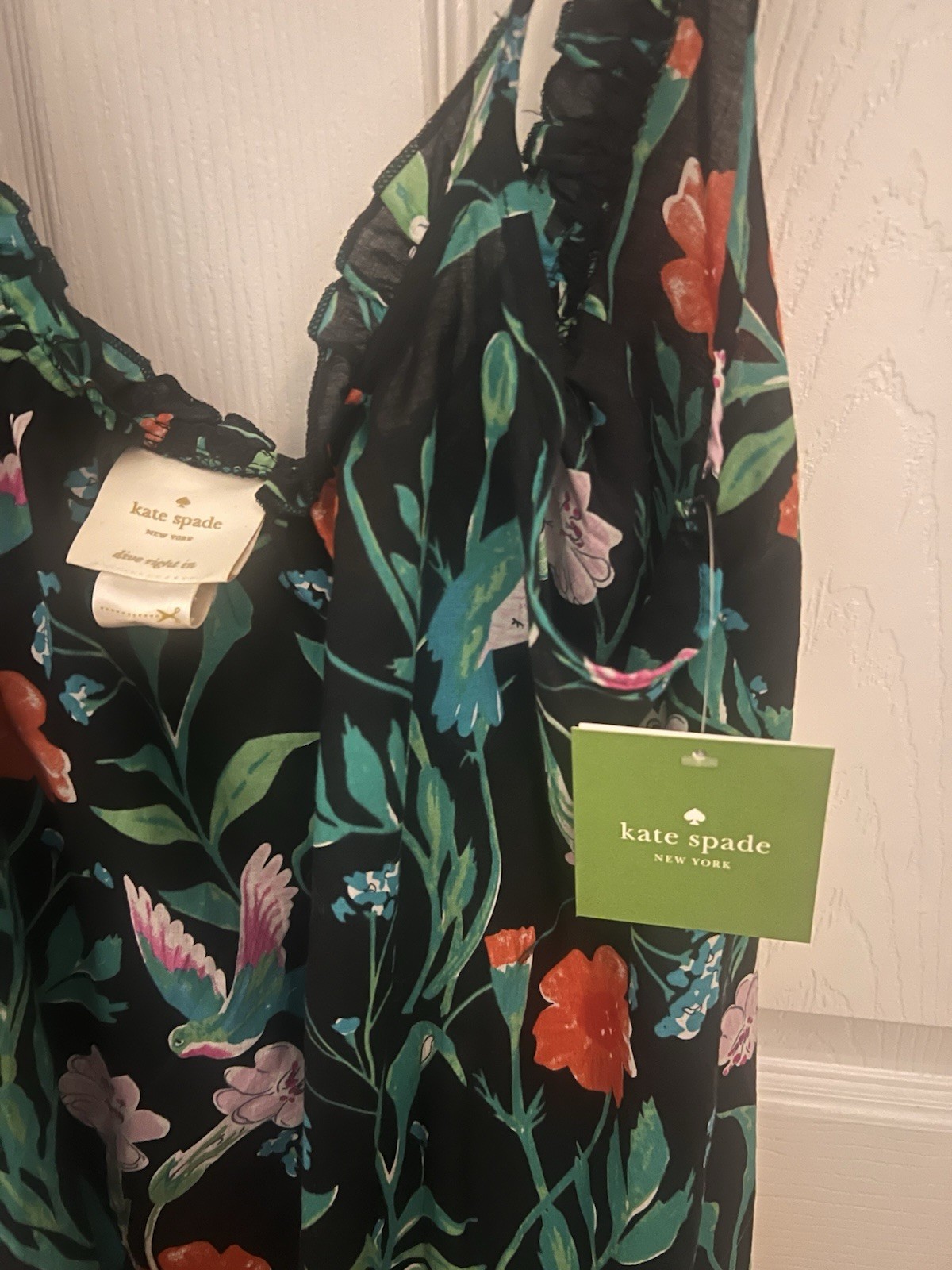 NWT Kate Spade Hummingbird Floral Maxi Dress XS | Summer Garden Print | Resort
