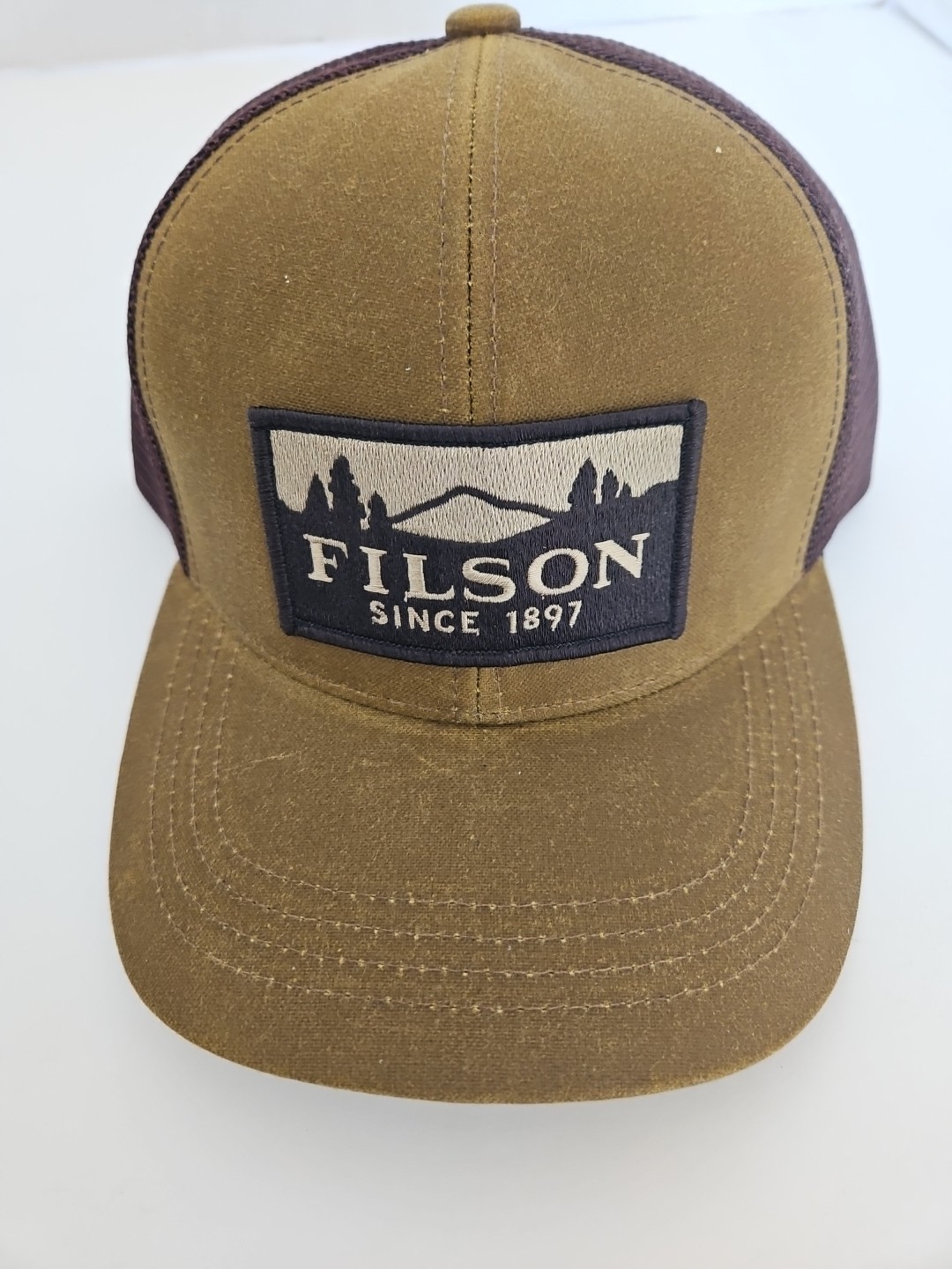 Filson Logger Tin Cloth Mesh Back Cap. Dark Tan.