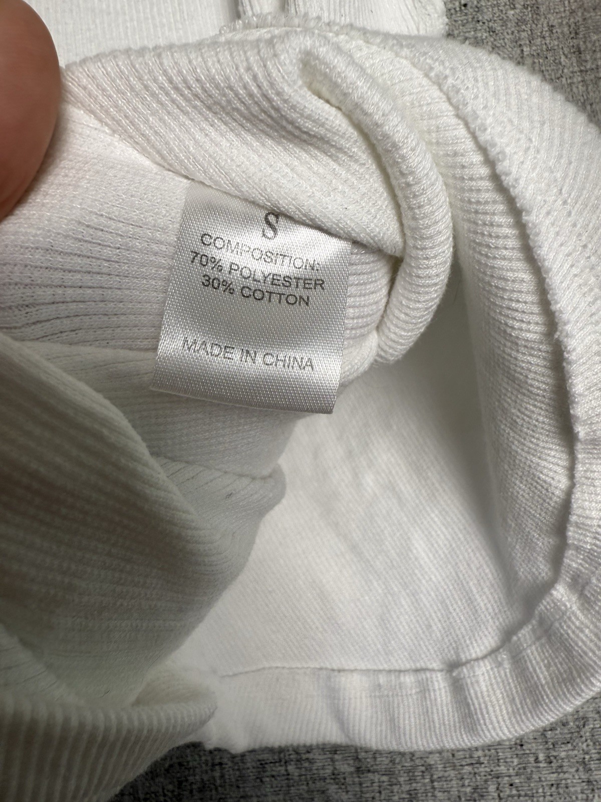 Sweet Kama High Neck Exposed Seam Ribbed Stretch White Tank Top Cami XS/SMALL