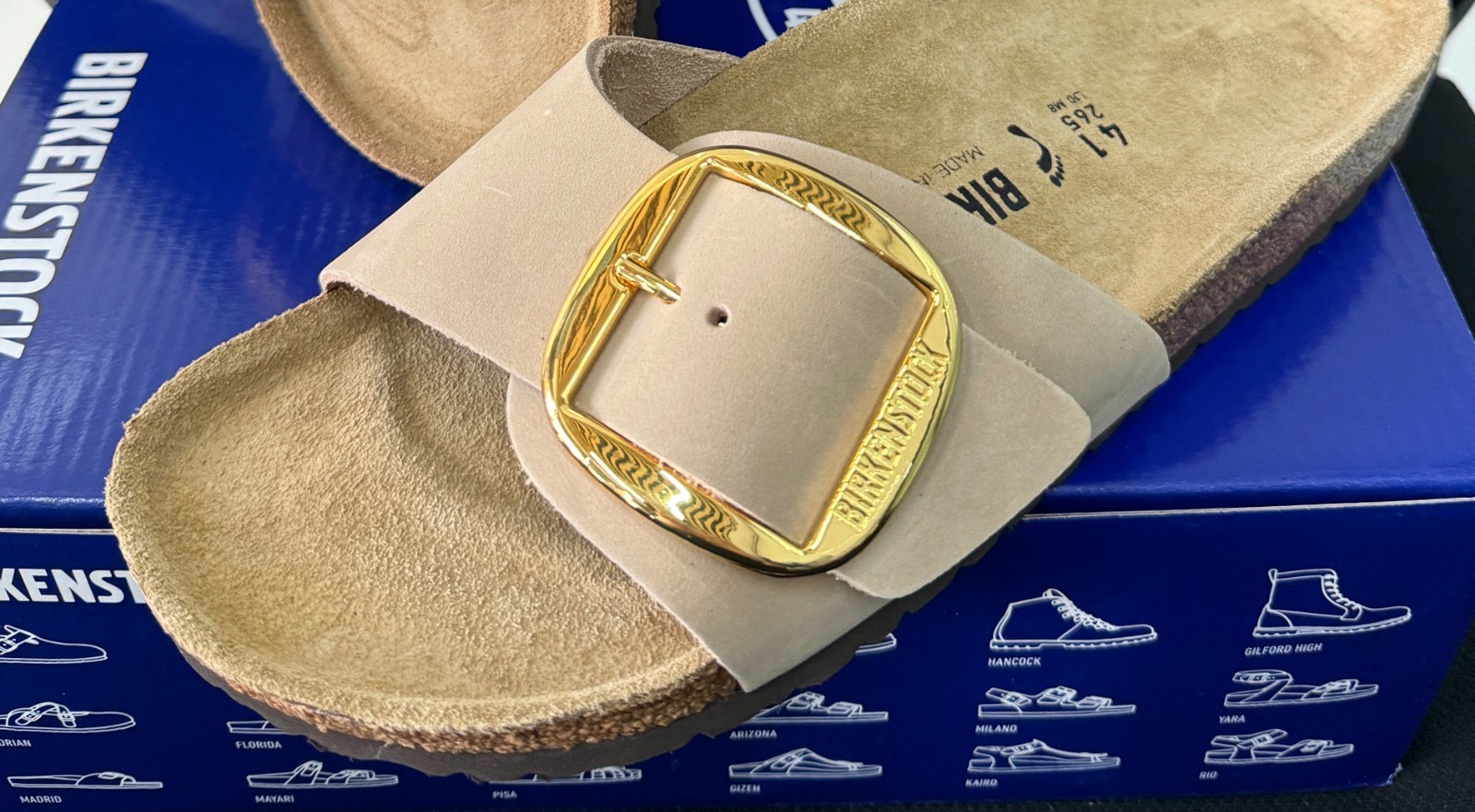 Birkenstock Madrid Big Buckle Sandcastle Nubuck Leather Sandals Women’s Shoes