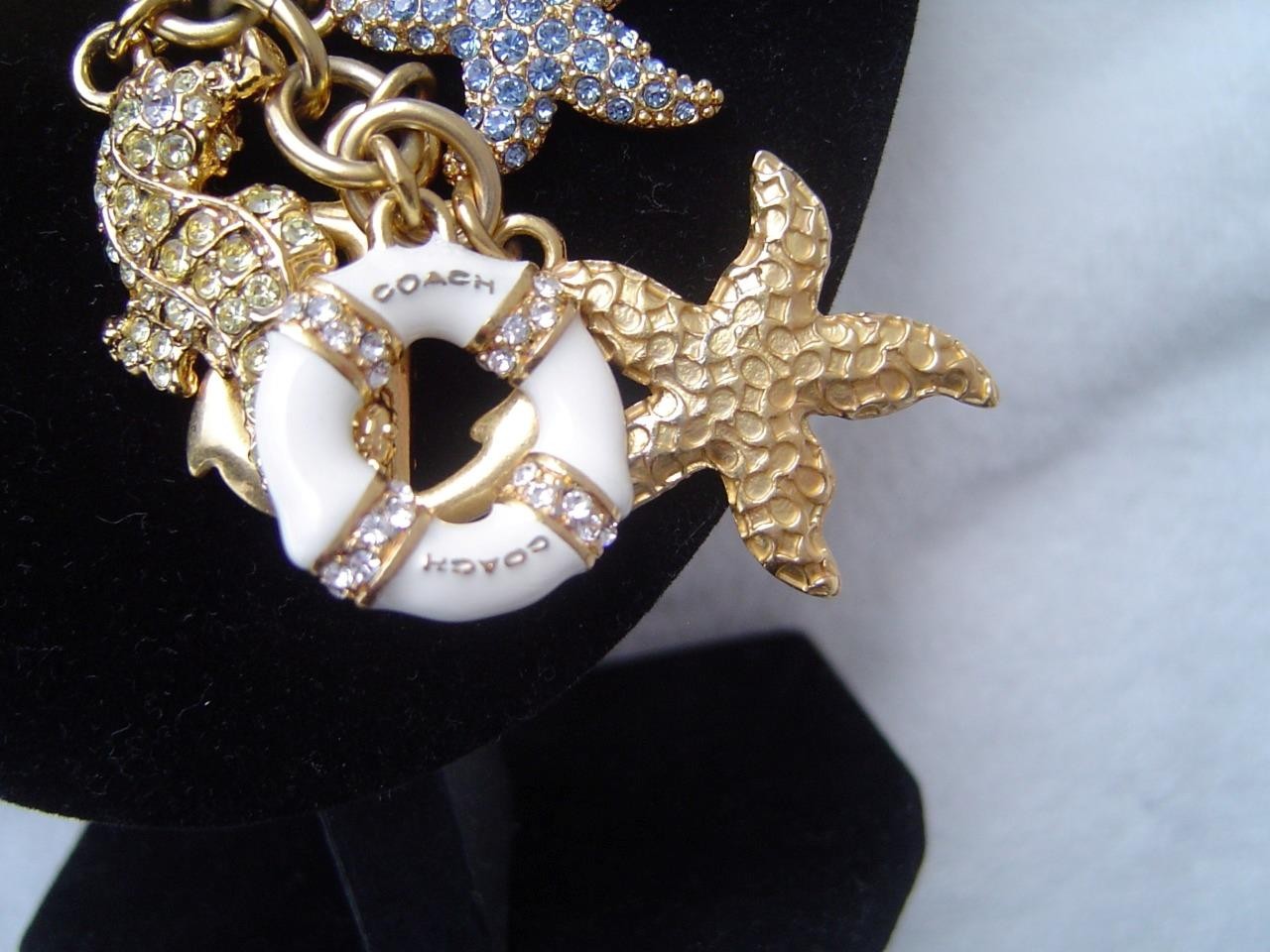 AUTHENTIC COACH GOLD TONE PIERRE LE TAN NAUTICAL CHARMS 28″ NECKLACE EUC