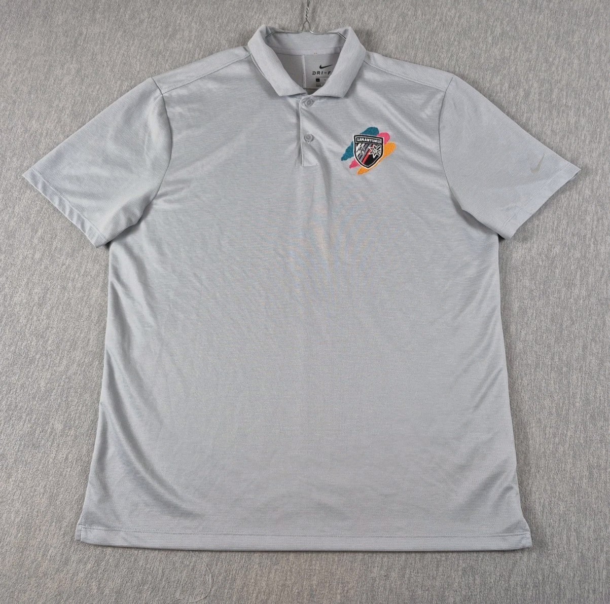San Antonio Spurs Nike Polo Shirt Dri Fit Men Large Gray SA FC Fiesta Colors