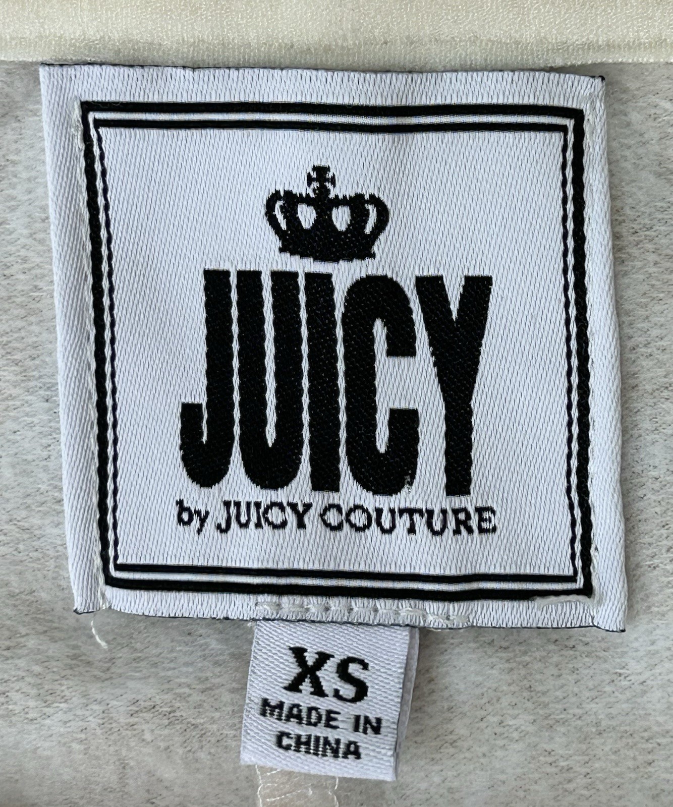 Juicy Couture XS Fleece Crop Sweatshirt Beige Marbled Swirl Logo NWOT