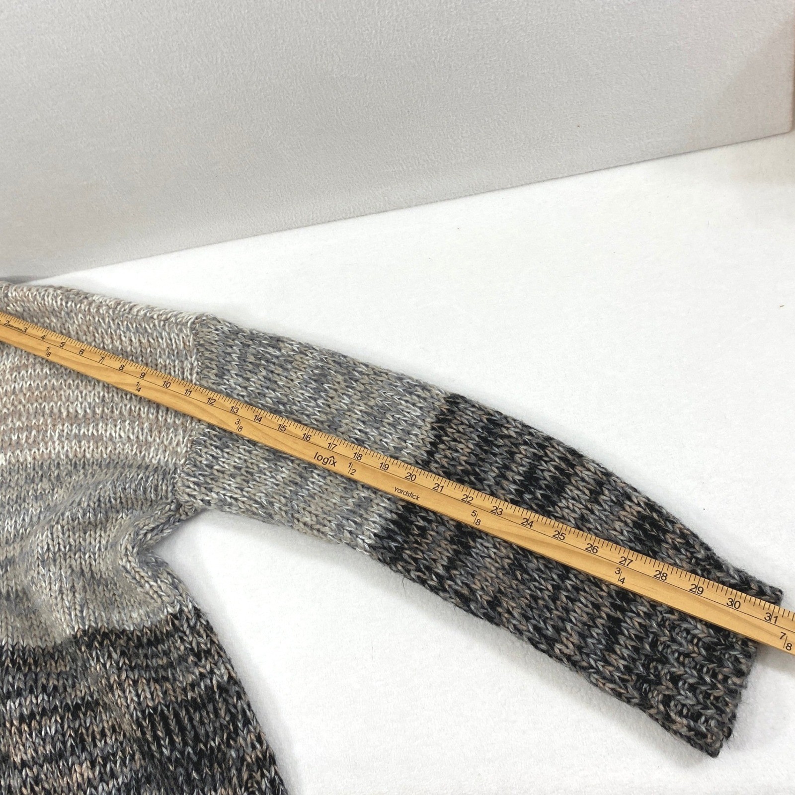 Cupio Ombre Knit Sweater Womens XL Chunky Pullover Brown Gray Black Varigated