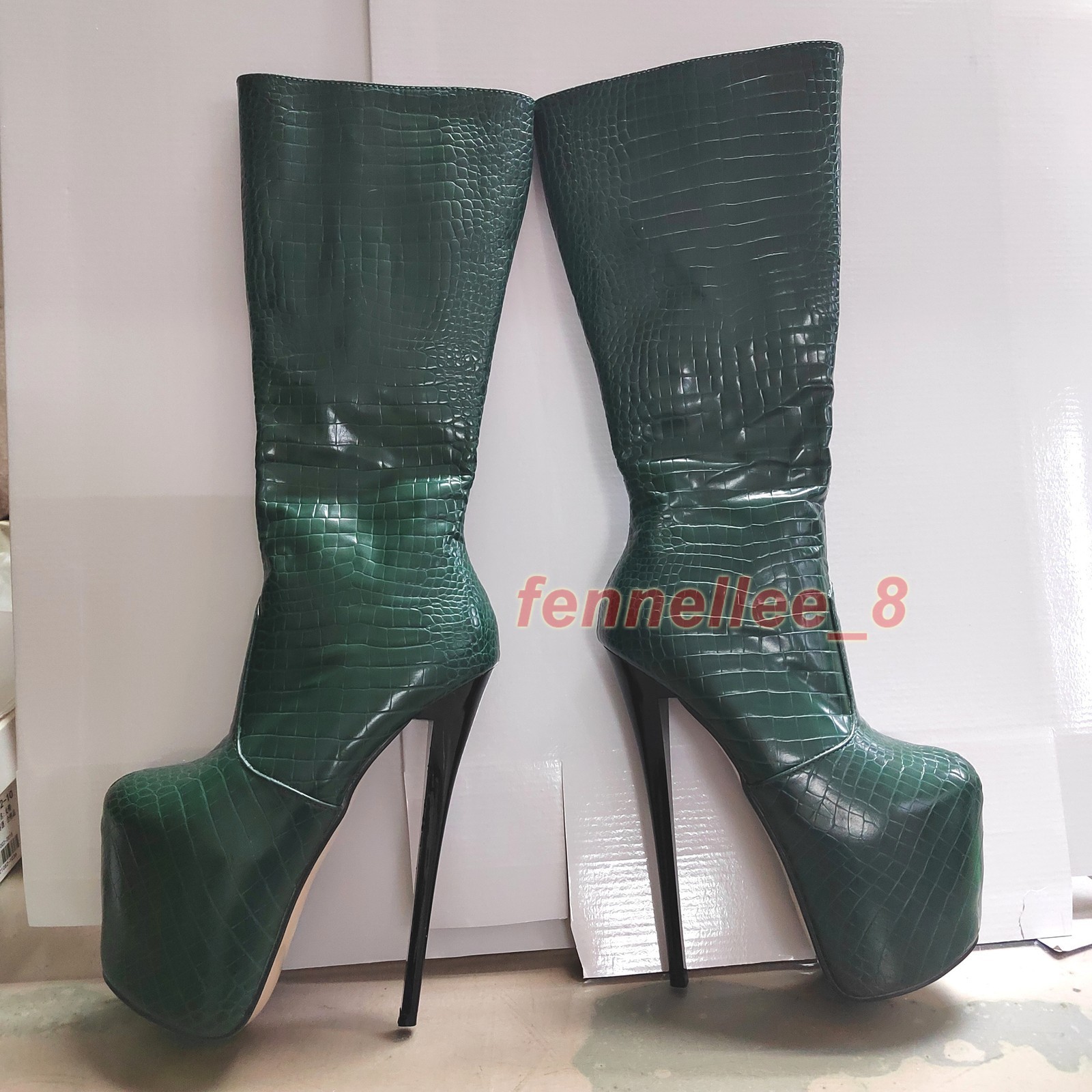 19cm Heels Super Stilettos Platform Womens Runway Knee High Boots Sexy Plus Size