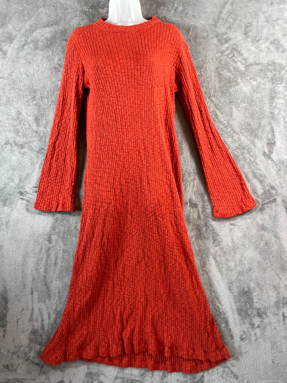 Christy Dawn Charlie Maxi Dress Medium Red Orange Ribbed Knit Sustainable