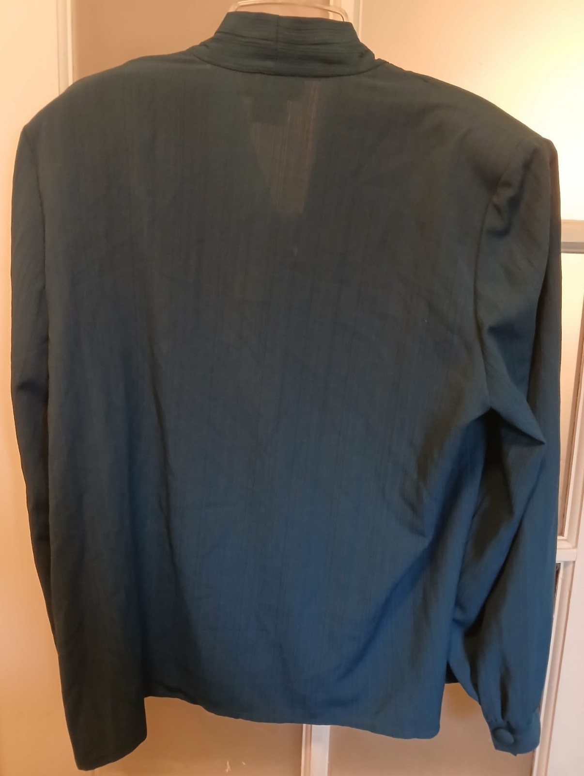 Robbie Sport Button Up Shirt Womens Sz 16 Dark Turquoise Shoulder Pads USA Made