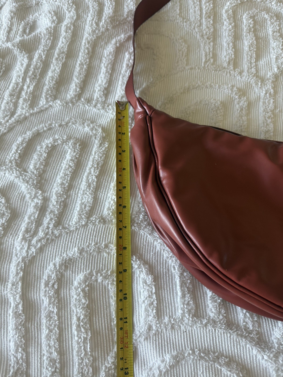 UNIQLO C Faux Leather Touch Round Shoulder Bag Dark Orange