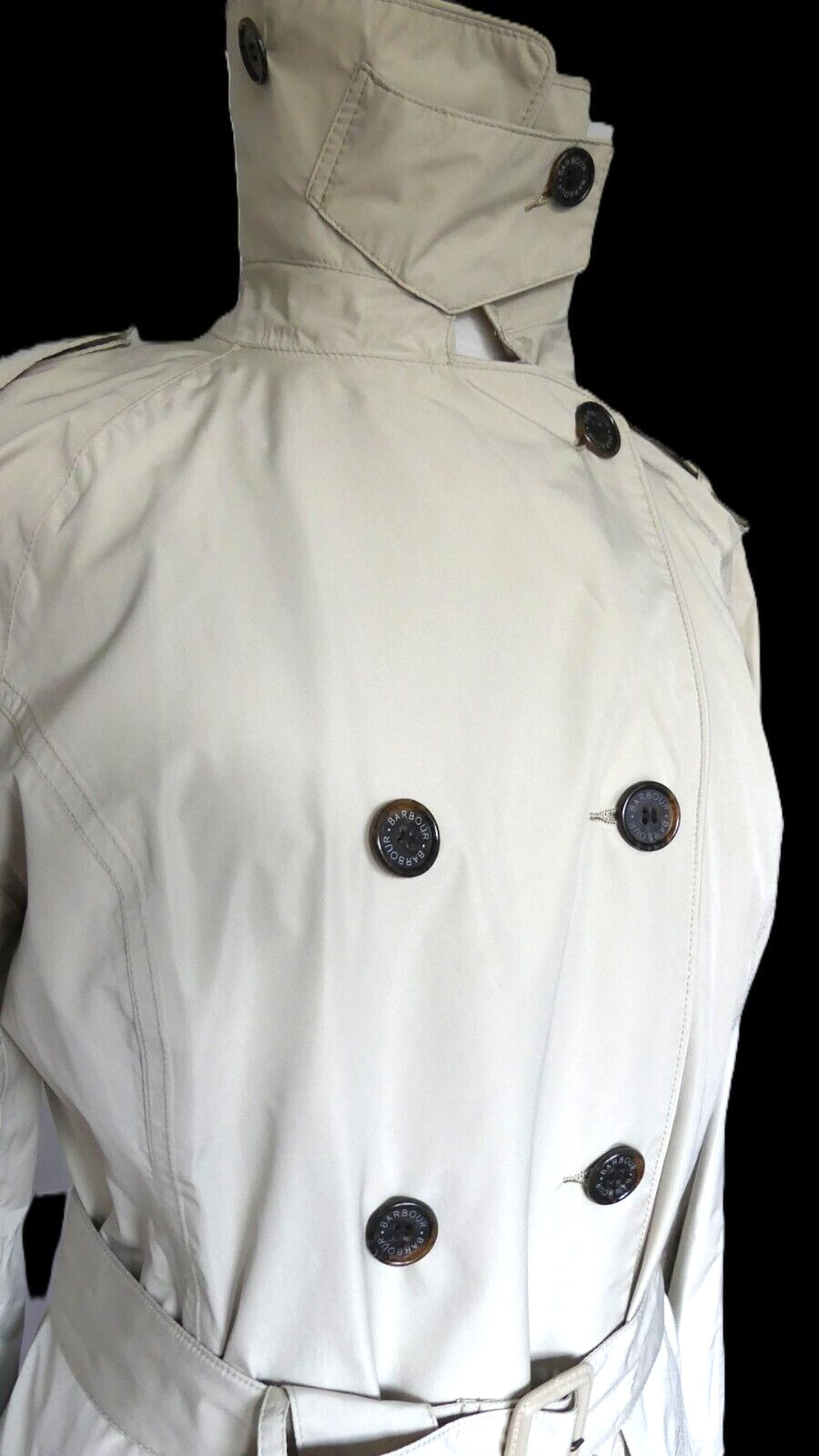 Barbour Rain Trench Coat Waterproof Featherweight Valerie Short US Size 8 Lt Tan