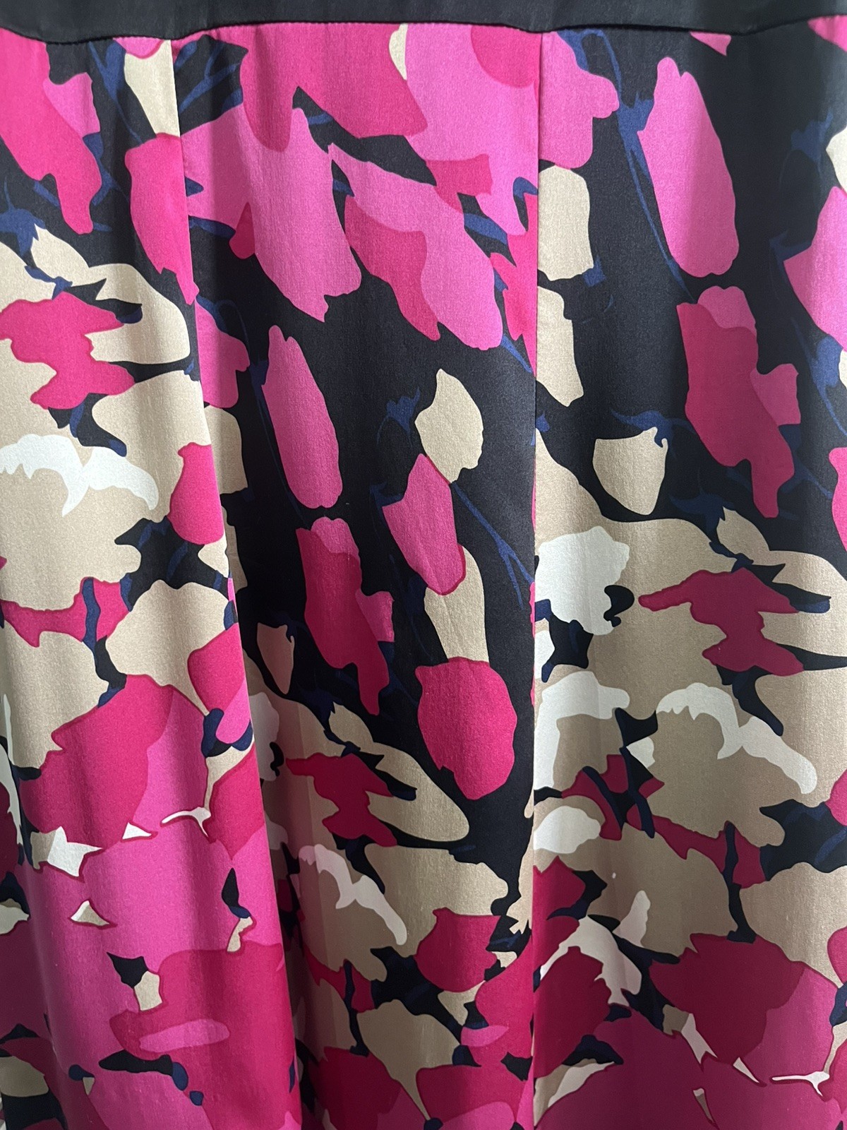 MONSOON 100% Silk Pink Black Blue Beige Fit & Flare Dress Size 10