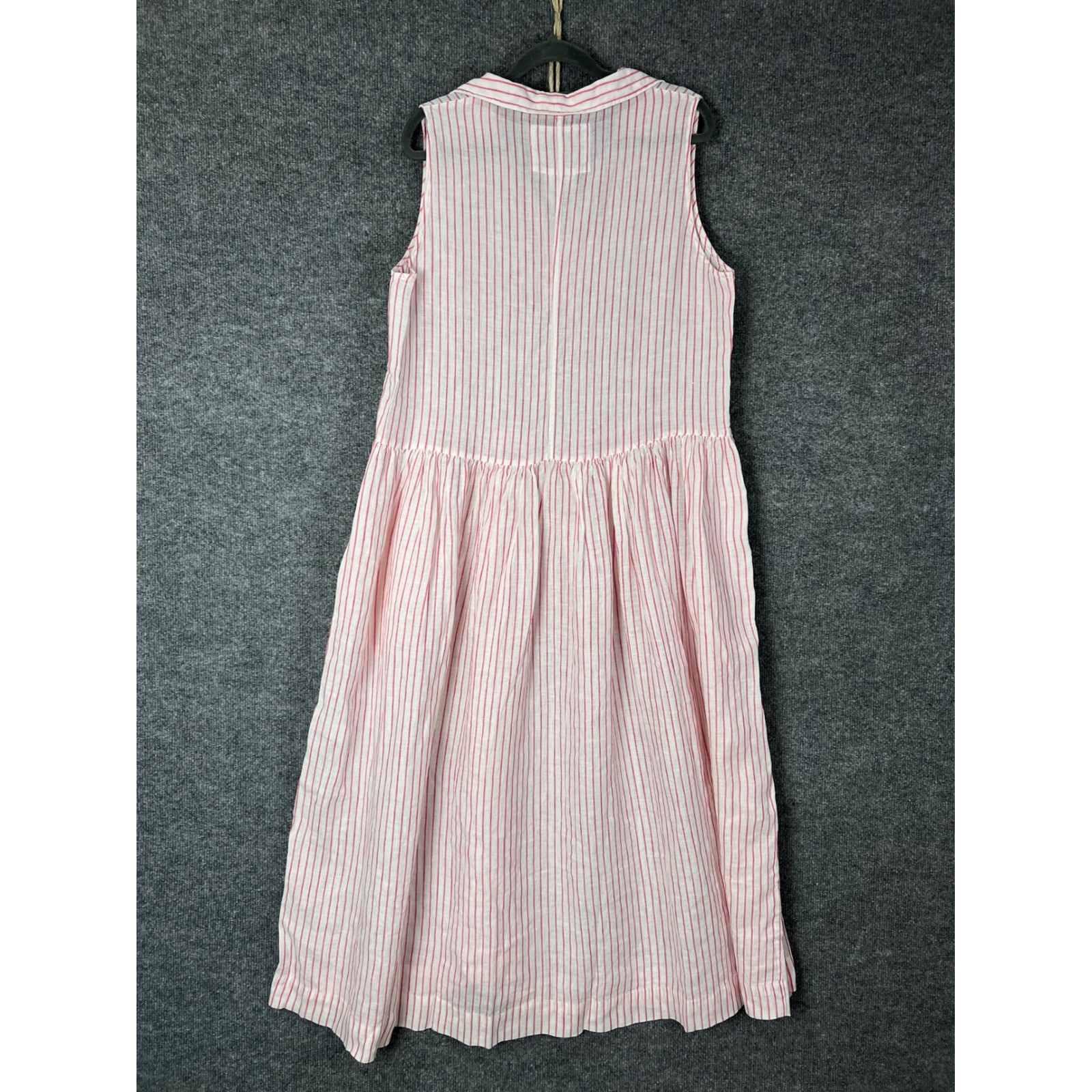 Frank & Eileen Excellent Daphne Dress Womens Medium Pink White Striped Linen