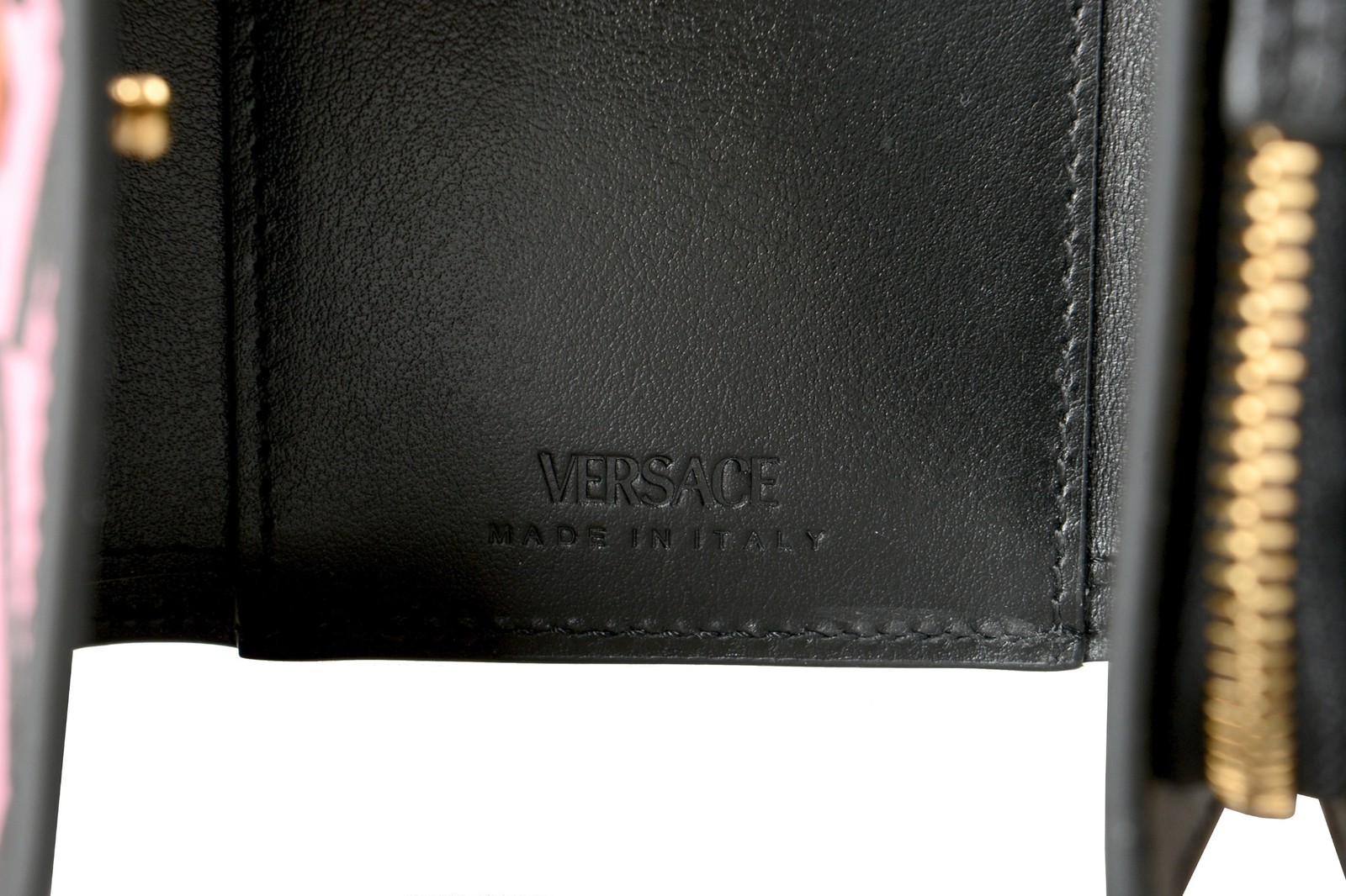 Versace Mens “La Greca” Coated Canvas & Leather Logo Print Bifold Wallet
