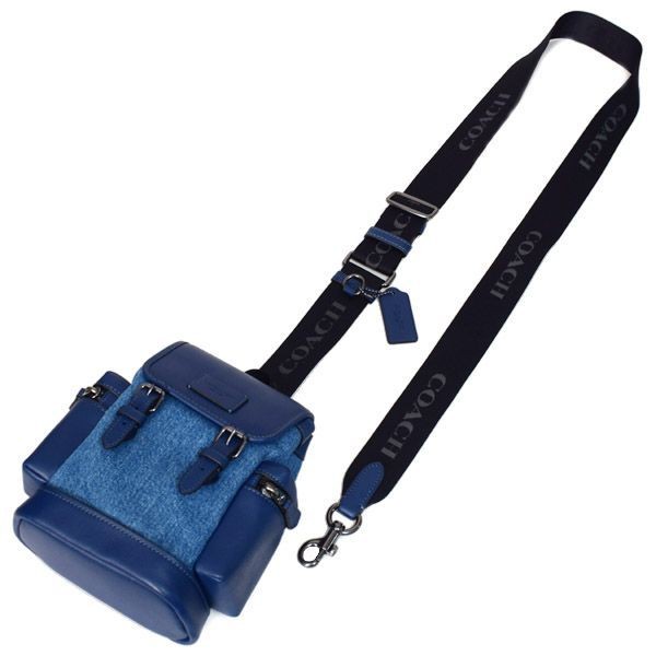 Coach Bag COACH Denim Leather Sling Sprint Small Logo Flap Backpack One Shoulder
