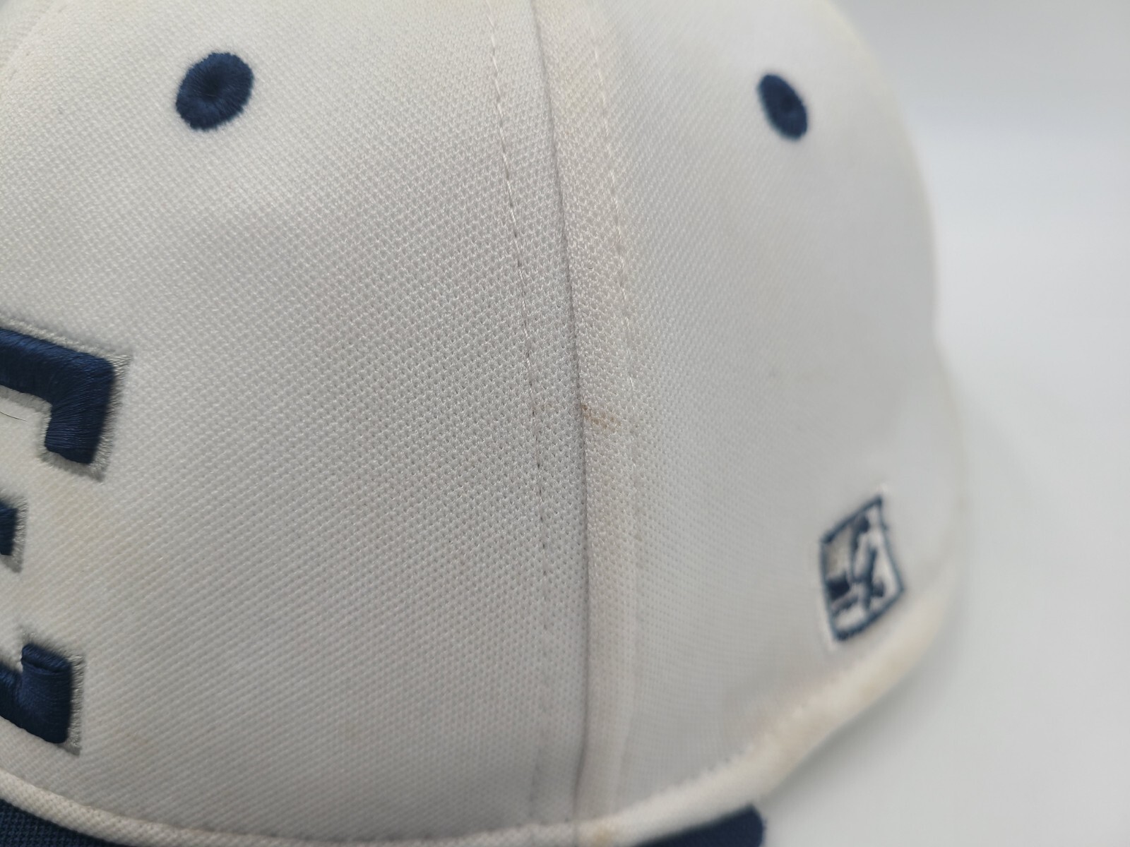 Northeastern High School Eagles The Game Pro Flex Fitted S Hat Cap White Blue