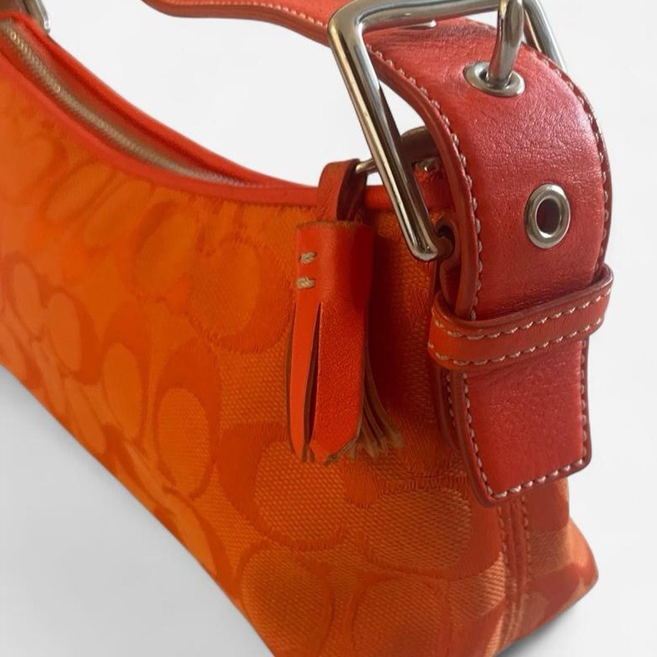 Vintage Y2K Coach Semi Demi Shoulder Bag Orange Baguette Rare