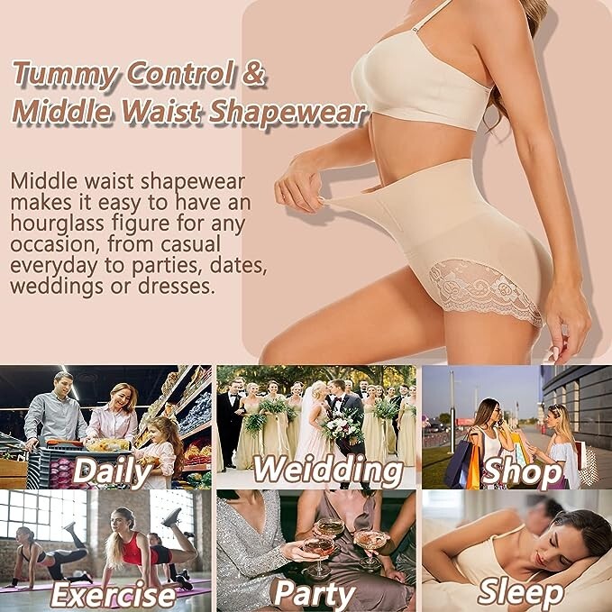 Control Knickers Tummy Shapewear Control Middle Waist Body Shaper 3XL) B5R51