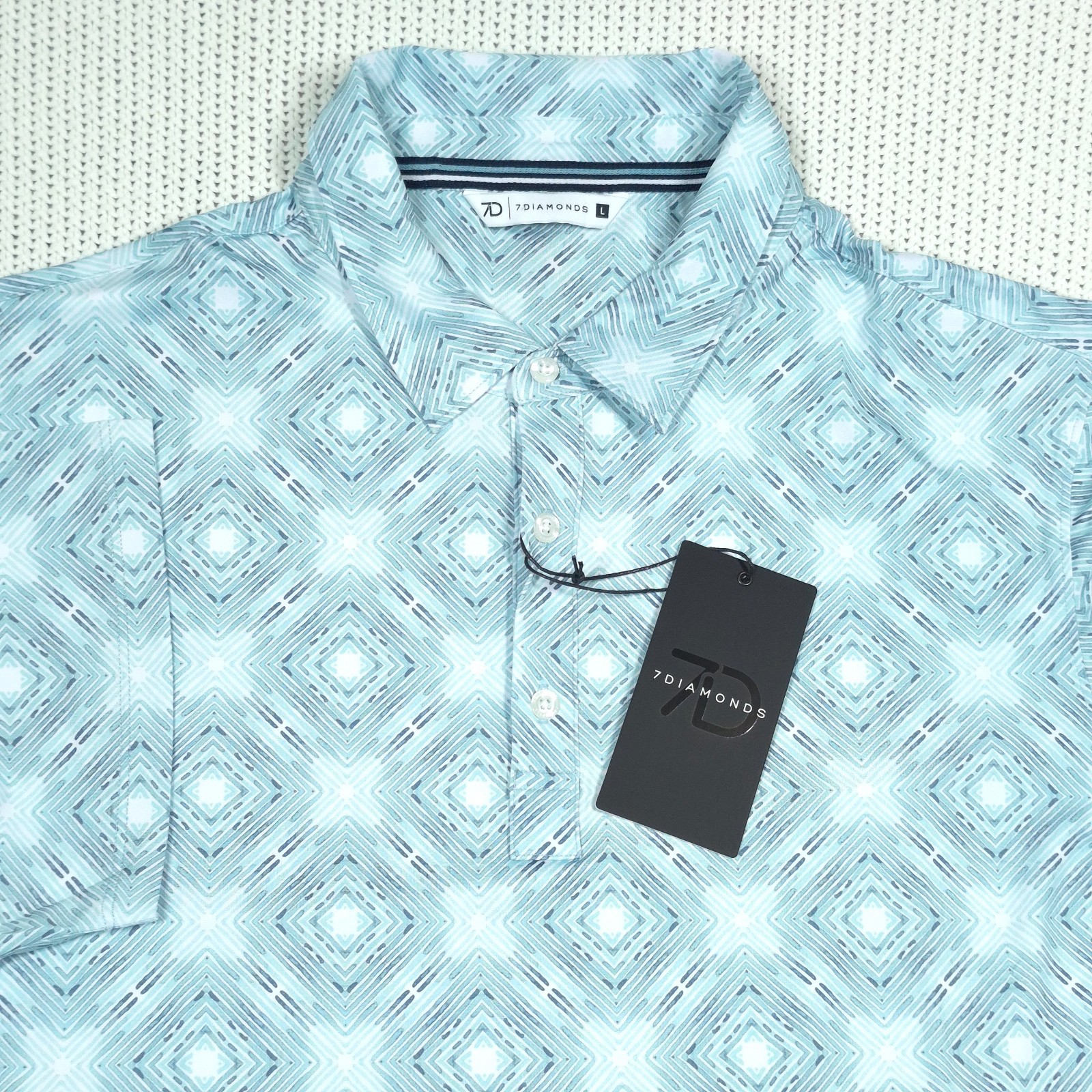 7 Diamonds Polaris Golf Polo Shirt Wicking Anti-Microbial Stretch Men’s Size L