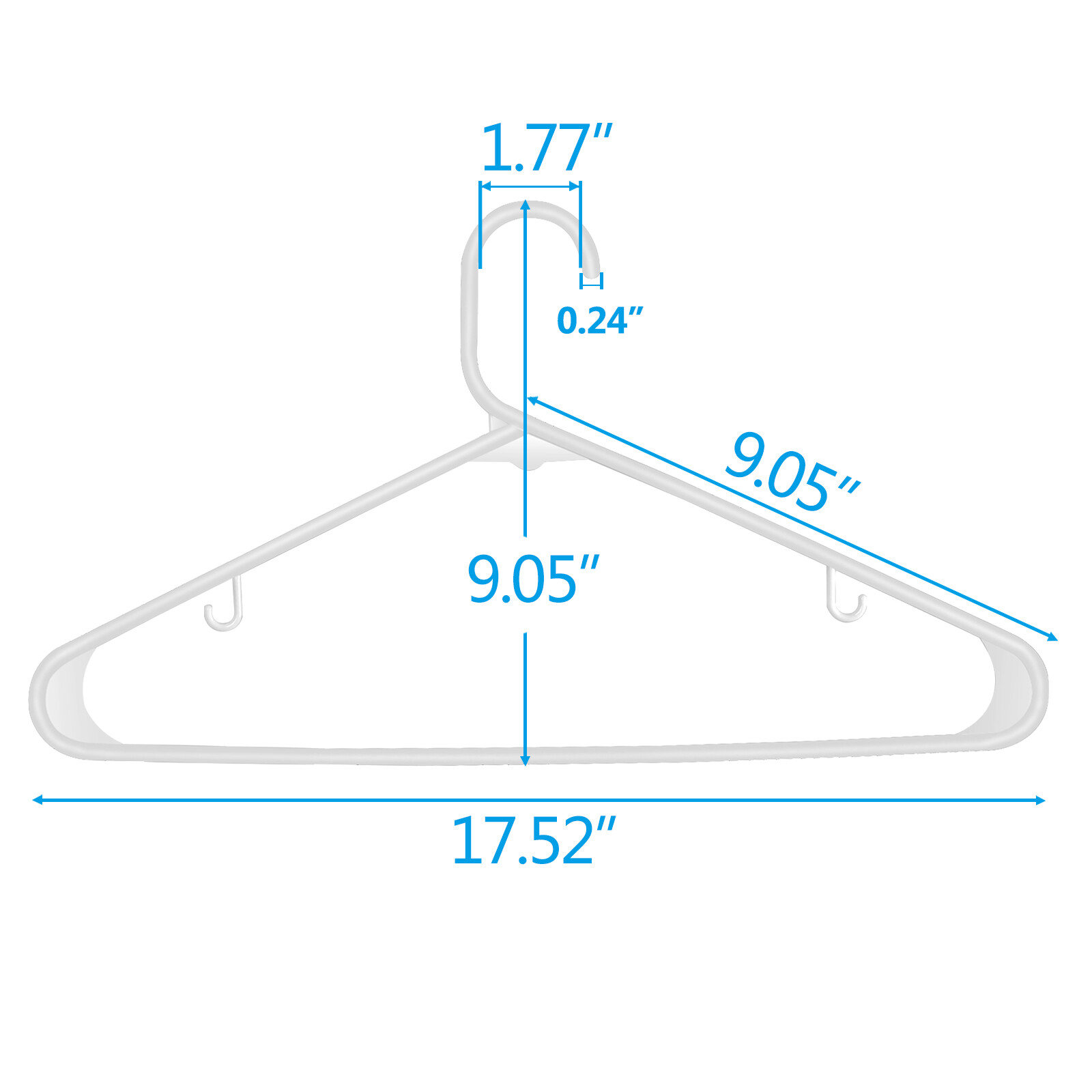 Clothes Hangers 100 Pack Plastic Hangers Coat Hanger Space Saving w/Hooks White